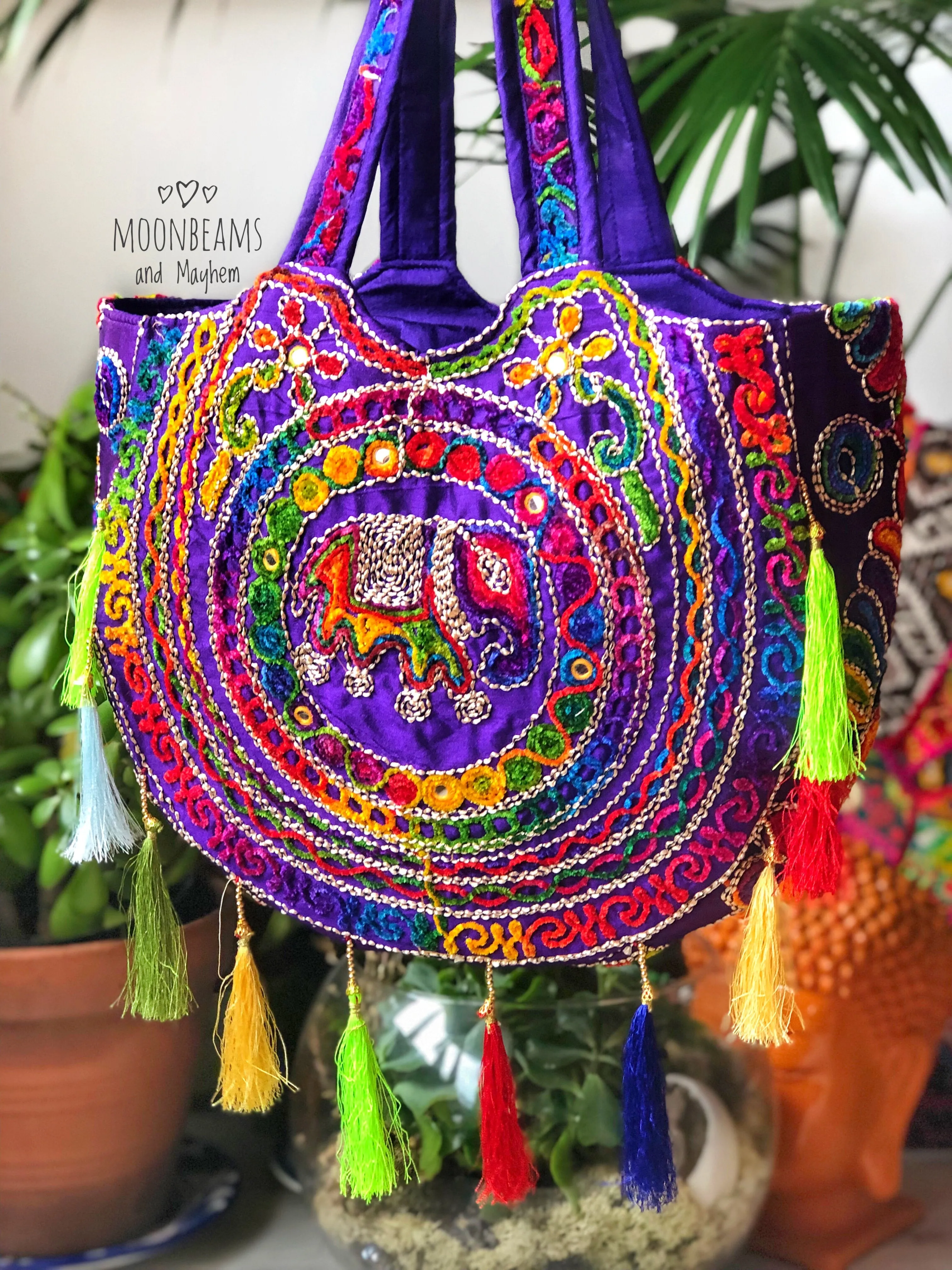 DIVINE PURPLE 'SHAMBALA' TASSELED TOTE / BAG