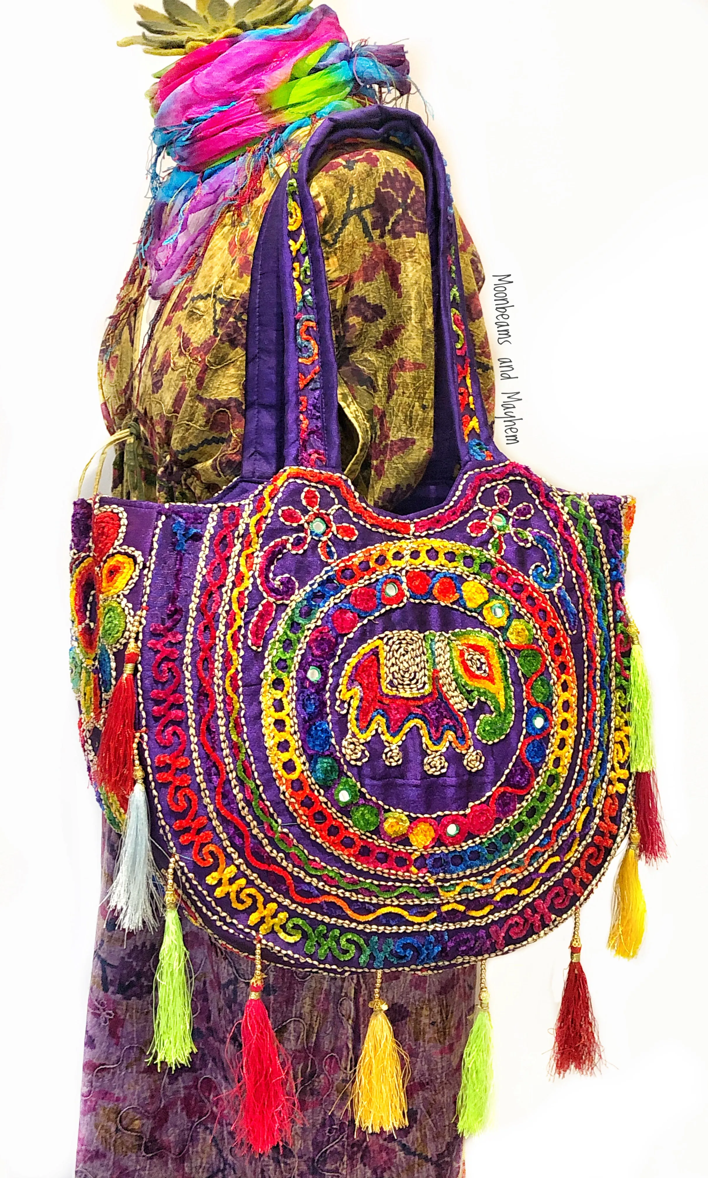 DIVINE PURPLE 'SHAMBALA' TASSELED TOTE / BAG