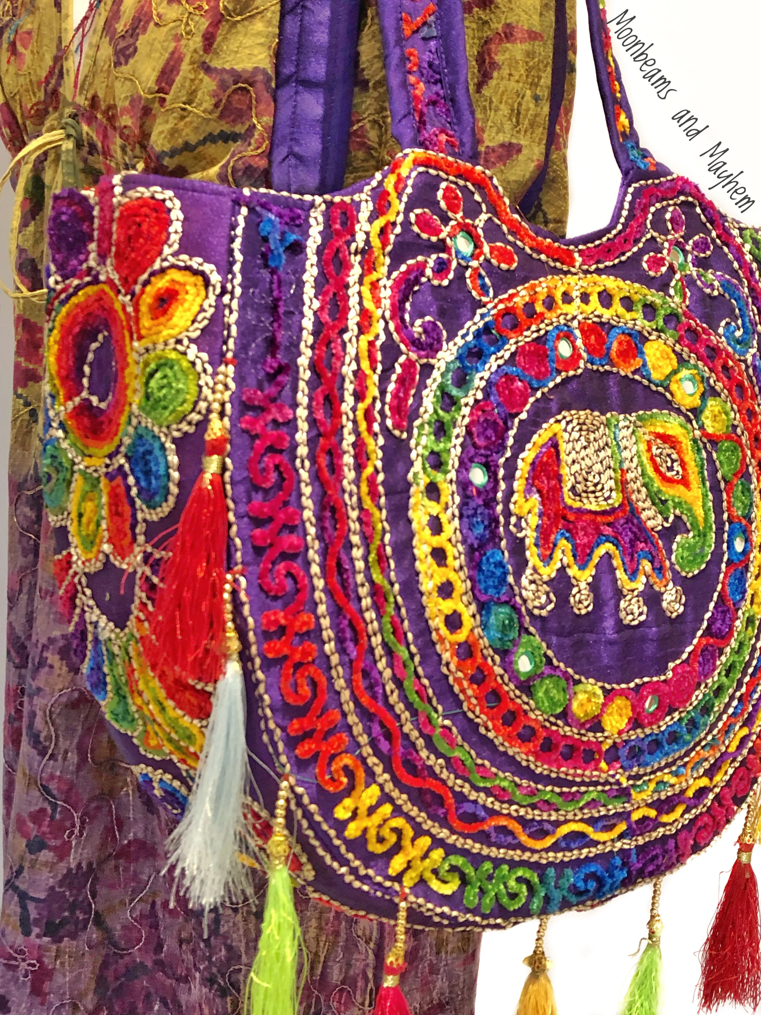 DIVINE PURPLE 'SHAMBALA' TASSELED TOTE / BAG