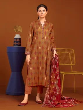 edenrobe Allure Printed Khaddar Unstitched 3Pc Suit EWU23A3-27103-3P