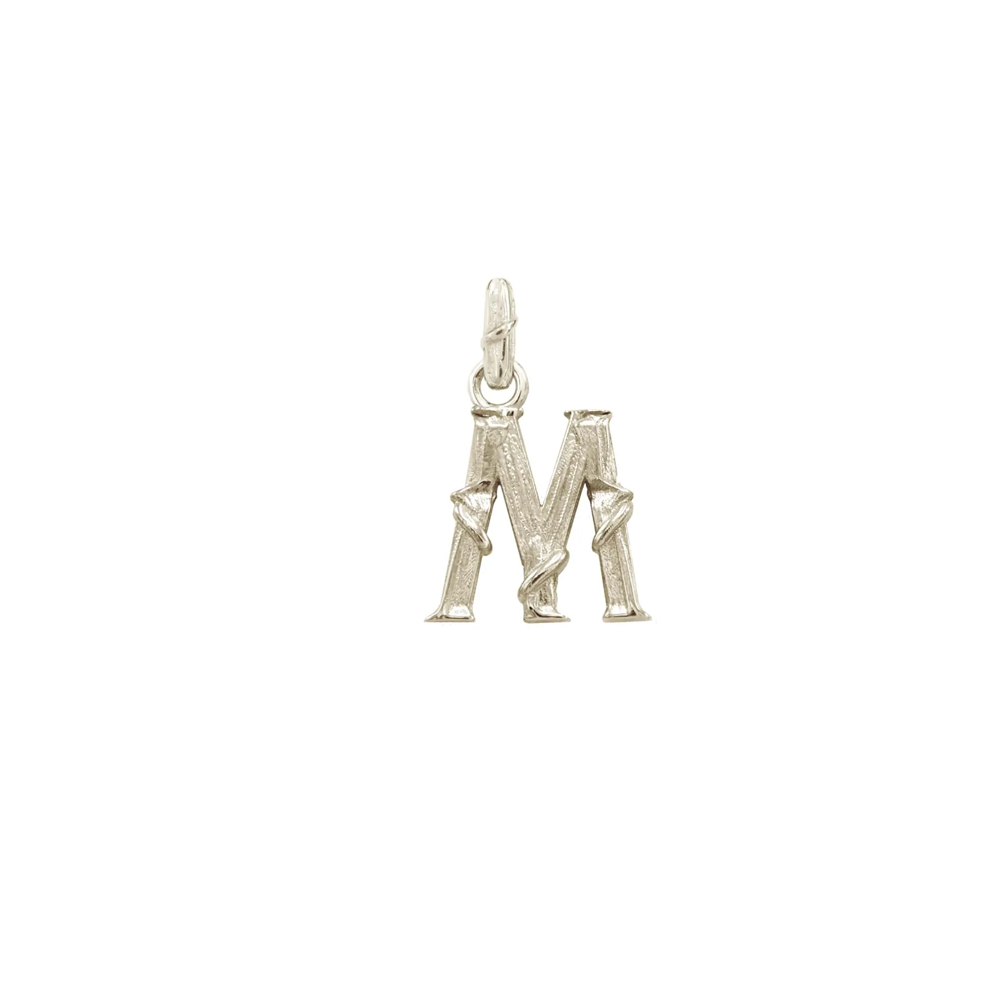 ENTWINED LETTER CHARM, WHITE GOLD