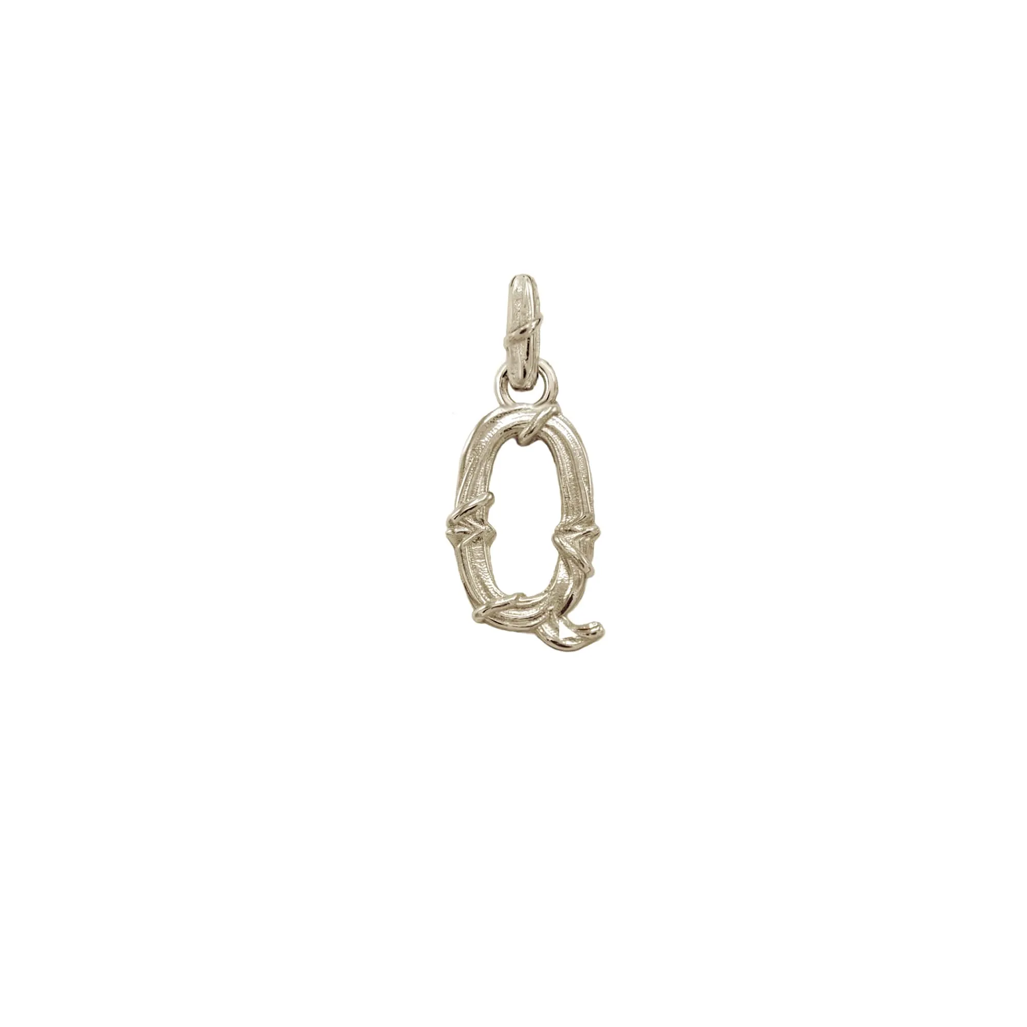 ENTWINED LETTER CHARM, WHITE GOLD