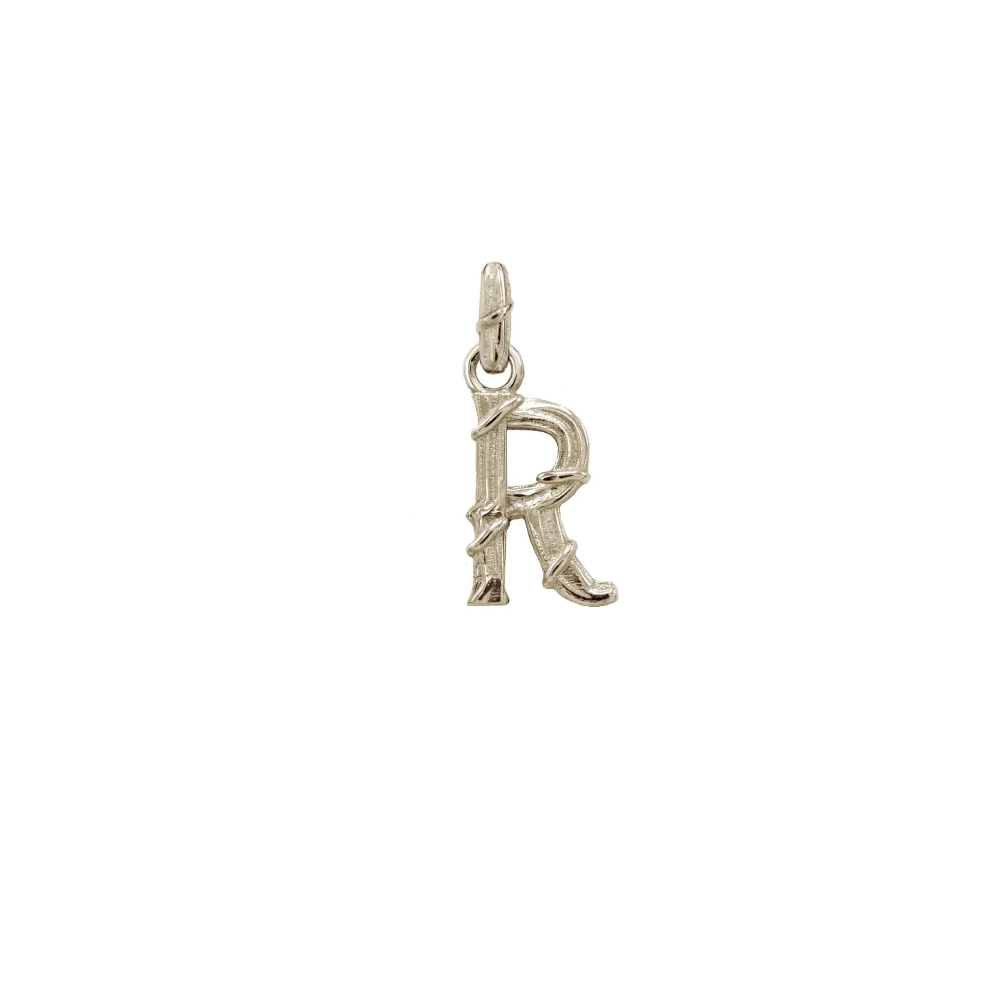 ENTWINED LETTER CHARM, WHITE GOLD