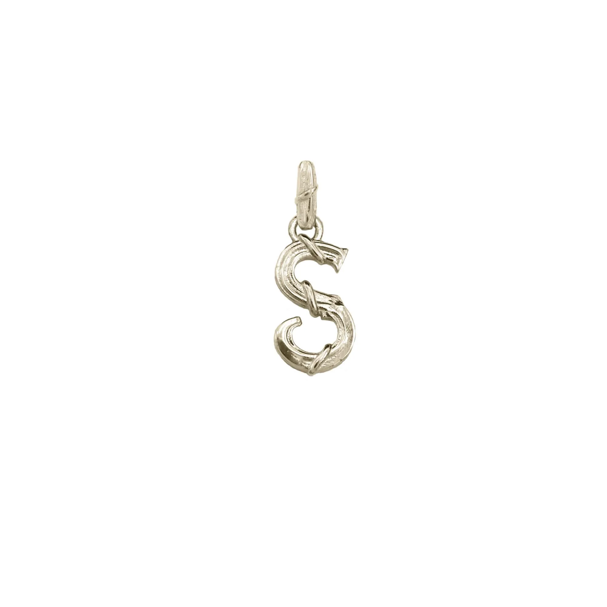 ENTWINED LETTER CHARM, WHITE GOLD