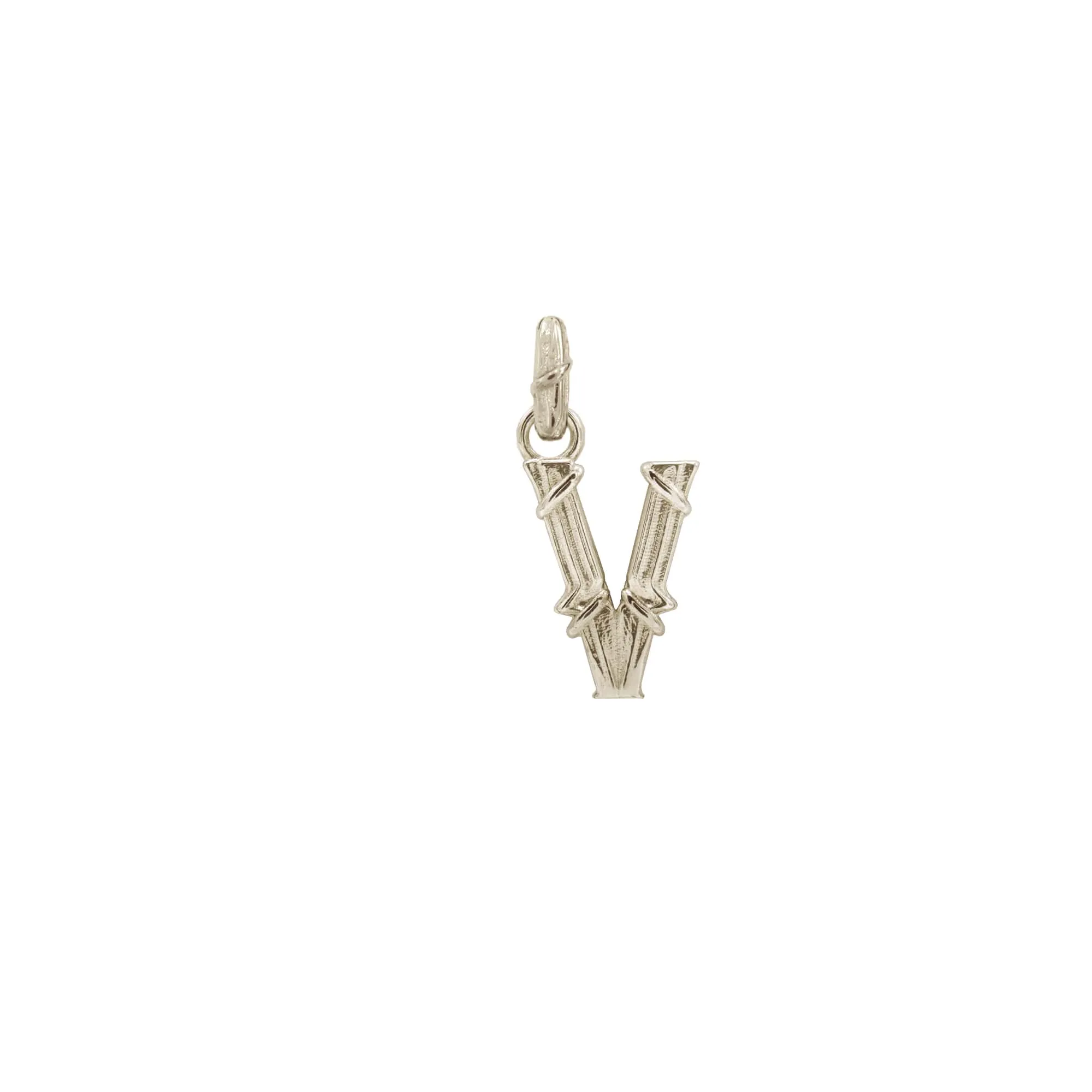 ENTWINED LETTER CHARM, WHITE GOLD