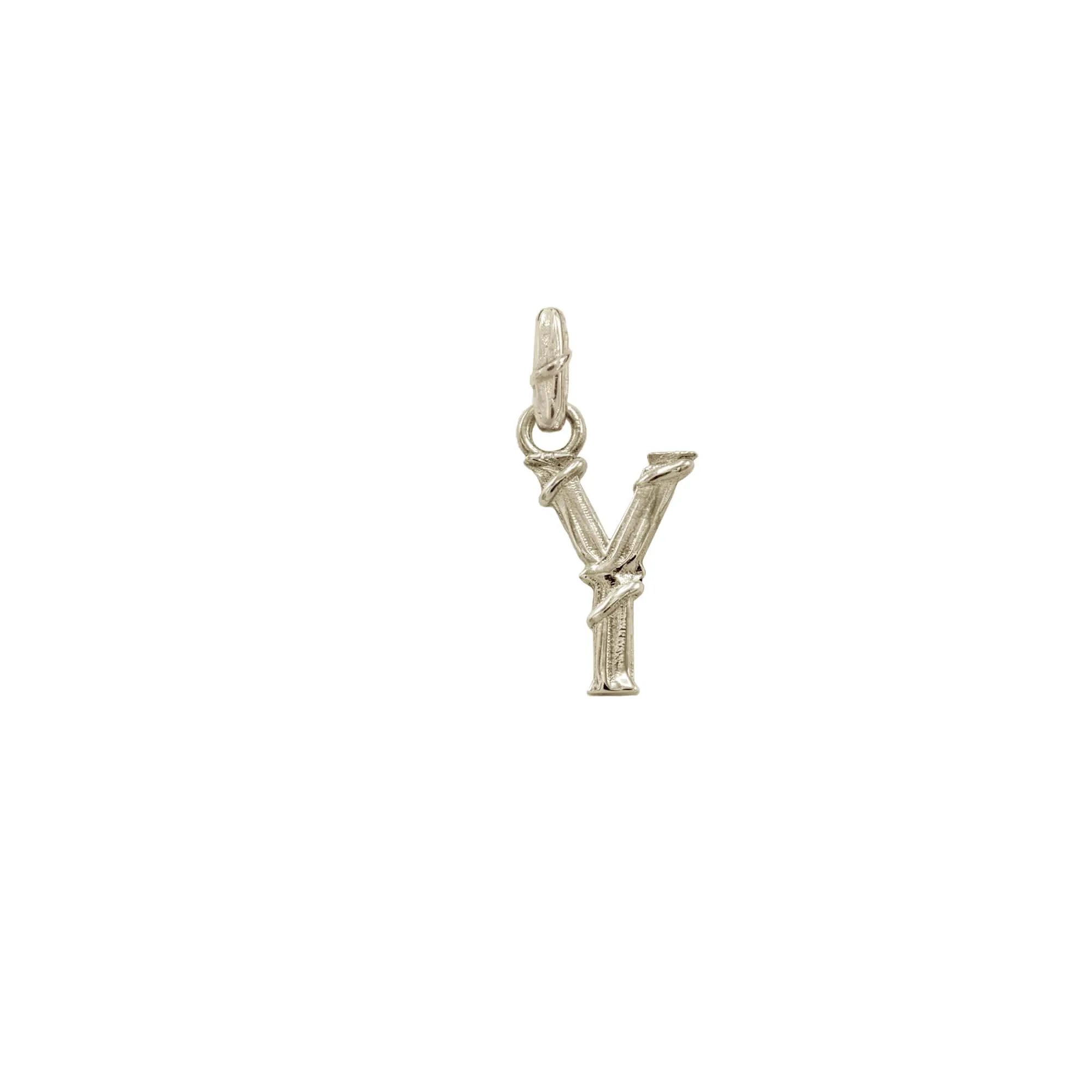 ENTWINED LETTER CHARM, WHITE GOLD