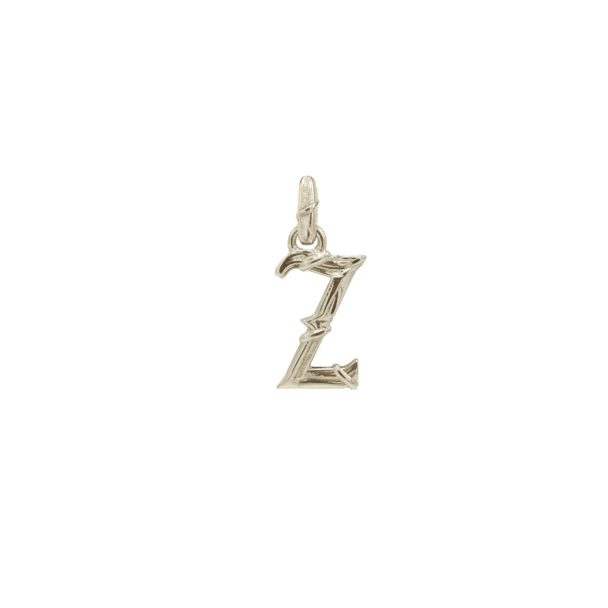 ENTWINED LETTER CHARM, WHITE GOLD