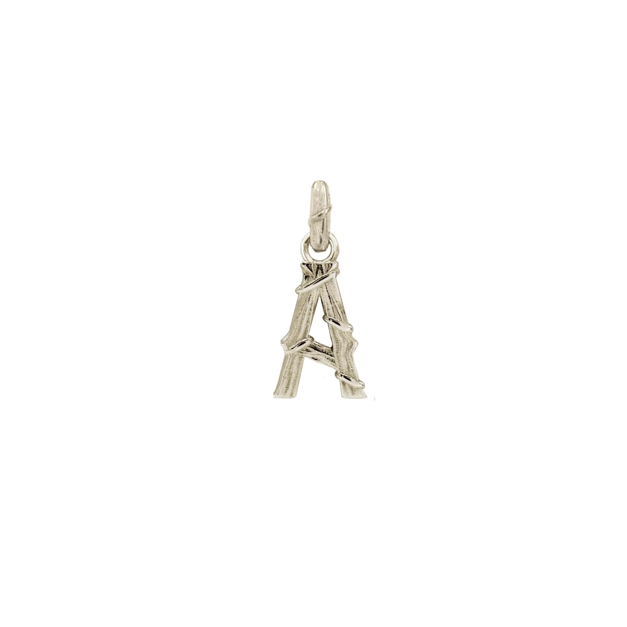 ENTWINED LETTER CHARM, WHITE GOLD