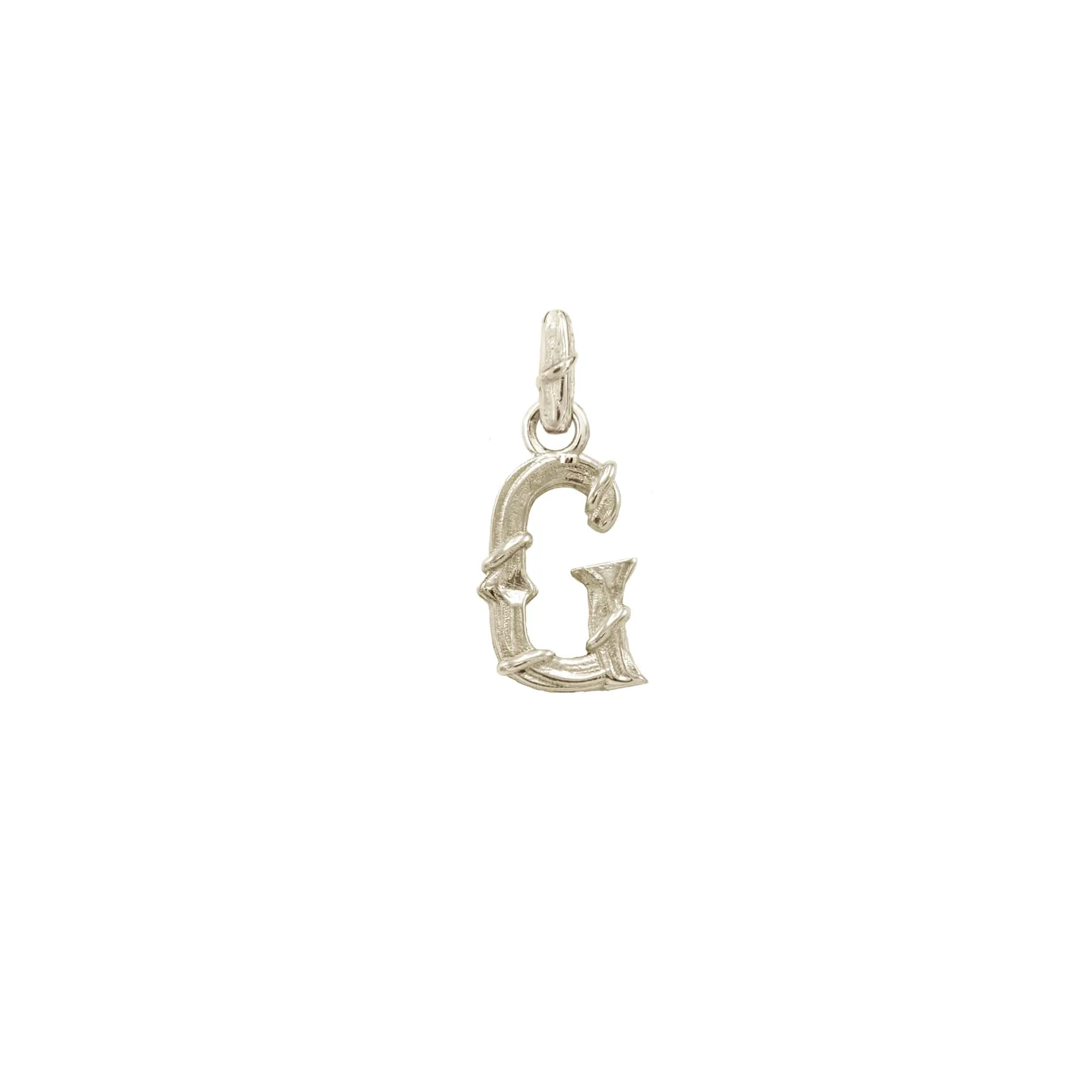 ENTWINED LETTER CHARM, WHITE GOLD