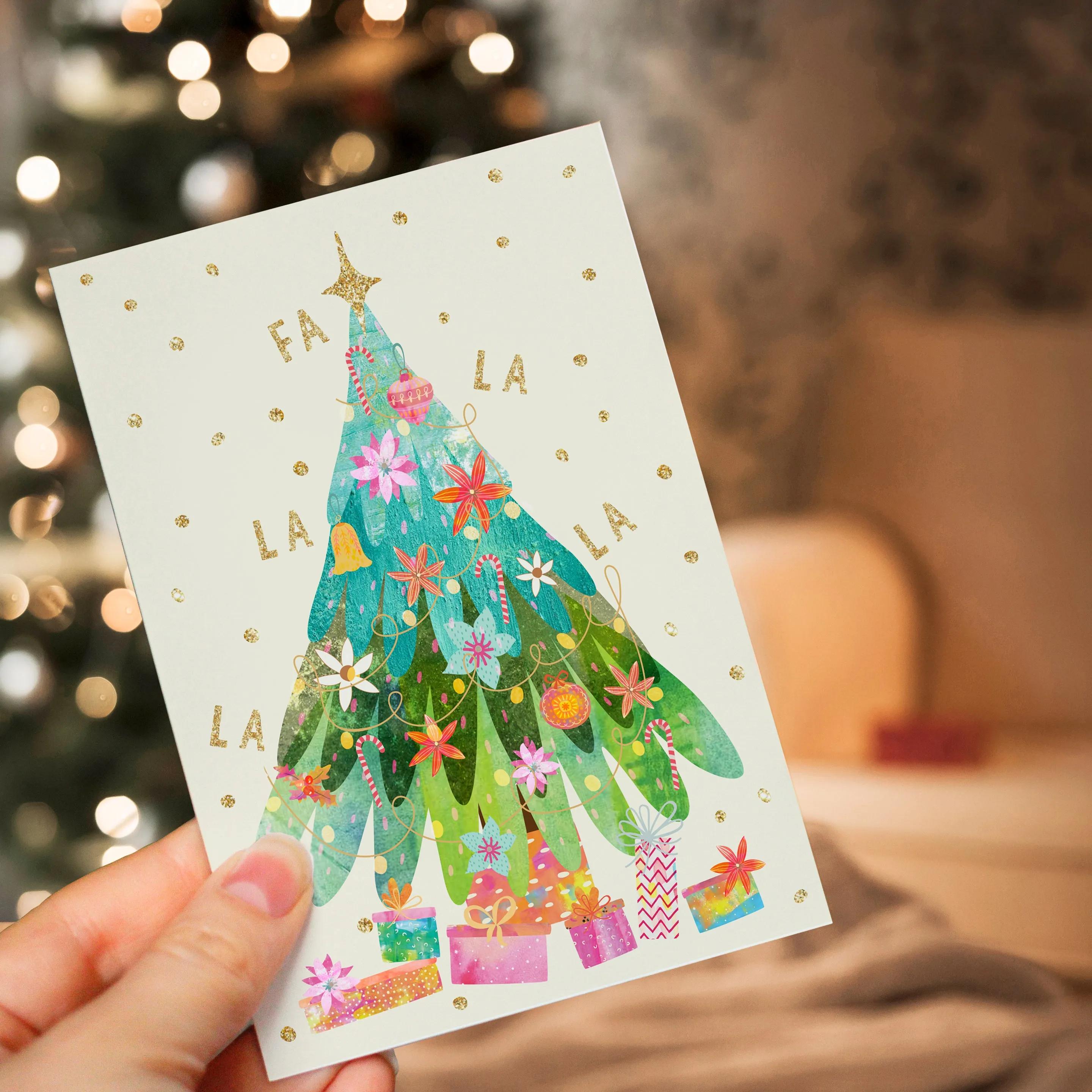 Fa La La La La Christmas Tree - A6 Christmas Card