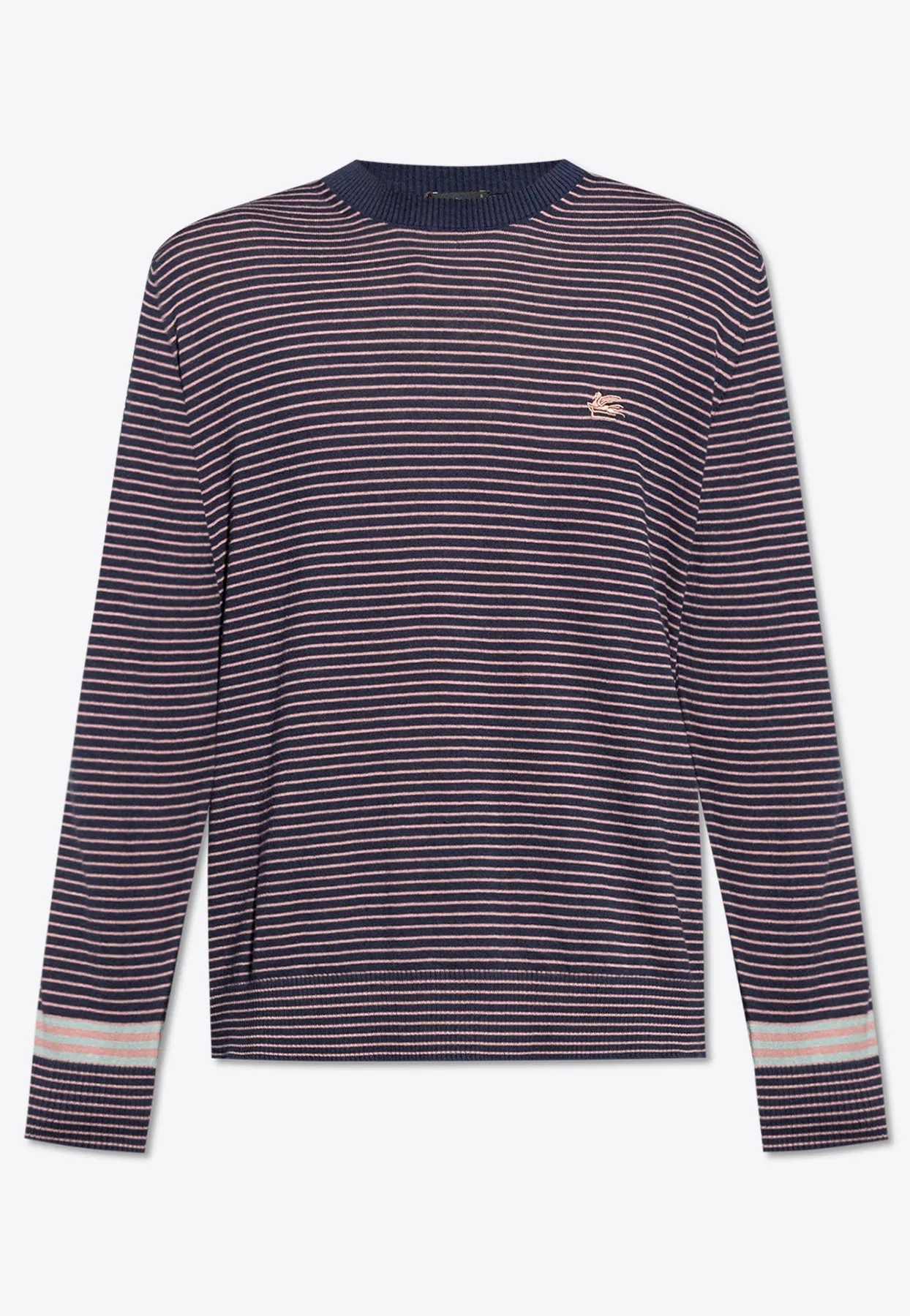 Fine-Knit Striped Pattern Sweater