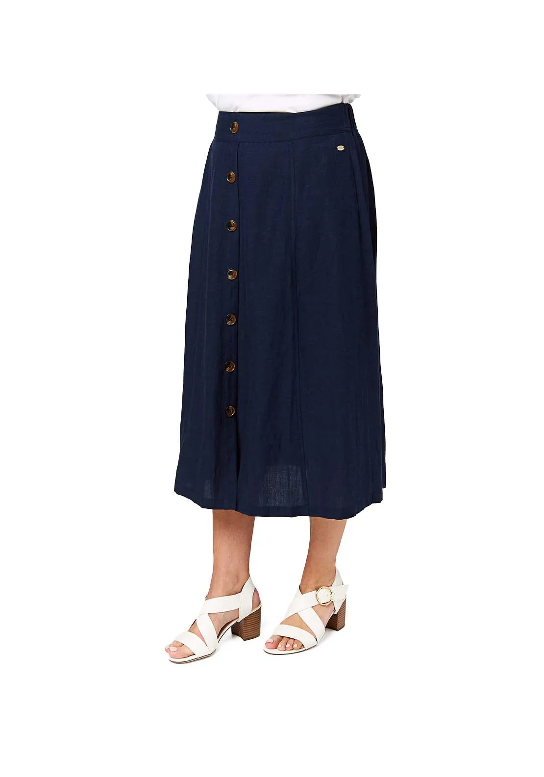 French Navy Linen Skirt