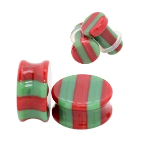 Glass Linear Plugs - CHRISTMAS: Red & Green