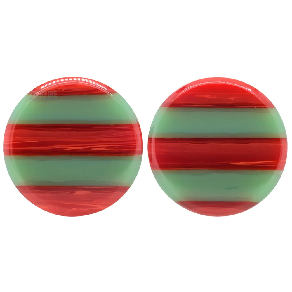 Glass Linear Plugs - CHRISTMAS: Red & Green