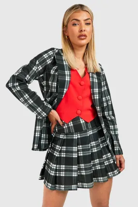 Halloween Flannel Jersey Knit Blazer & Pleated Mini Skirt