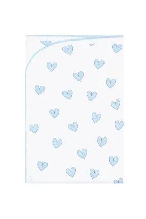 Heart Print Blanket - Blue