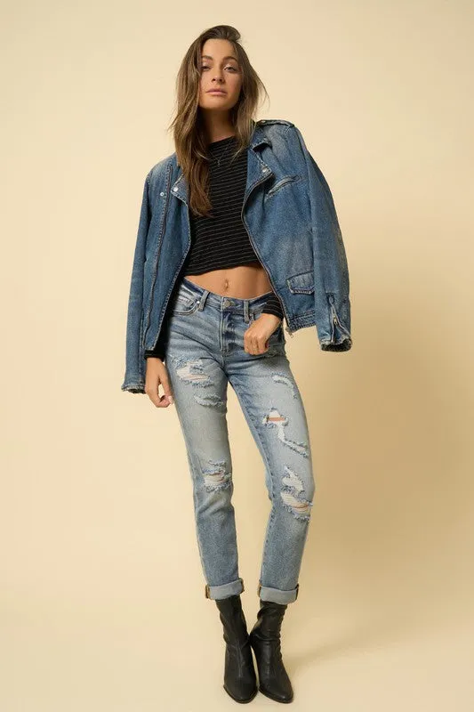 High Rise Girlfriend Jeans