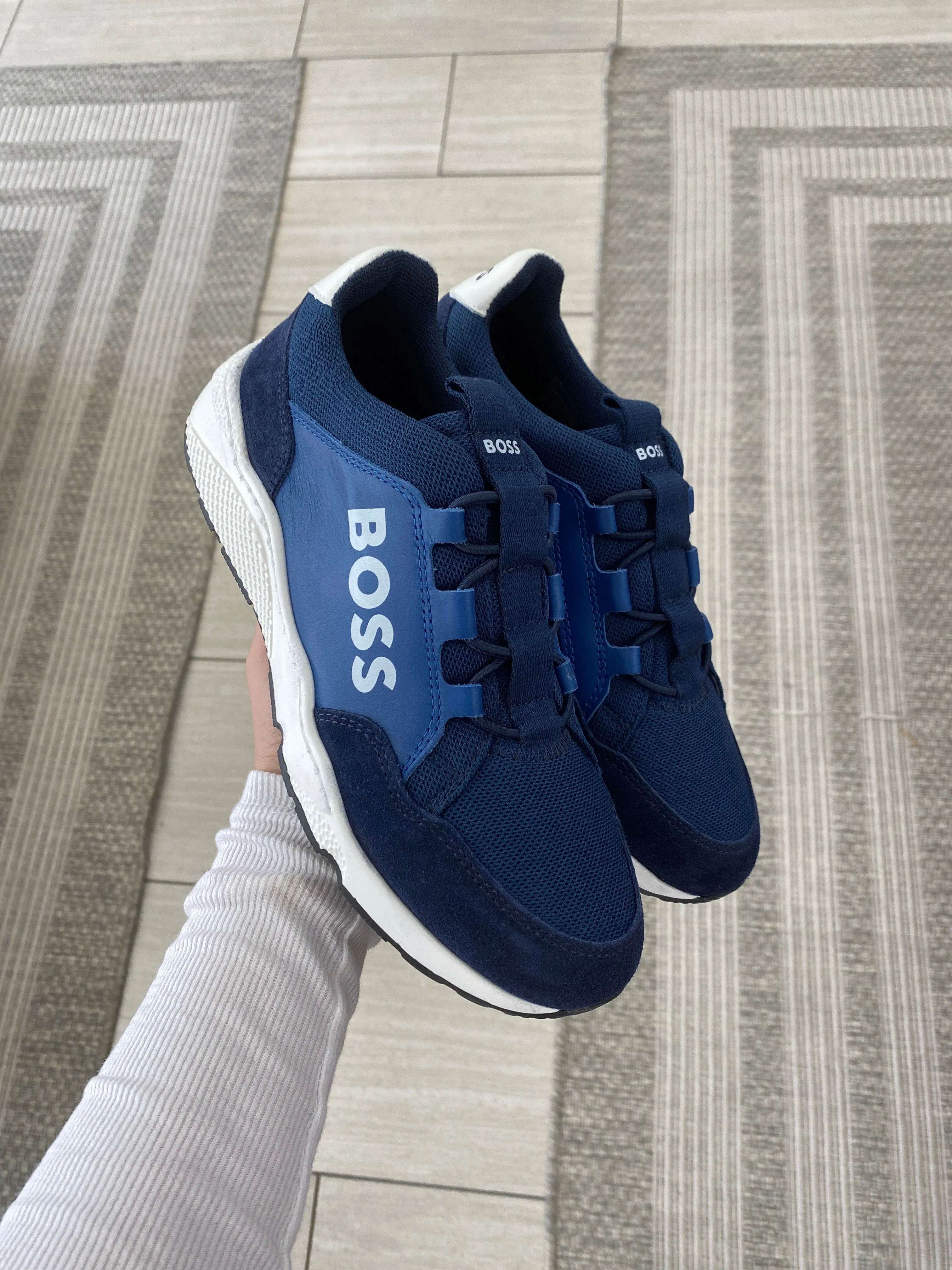 Hugo Boss Navy Elastic Lace Sneaker