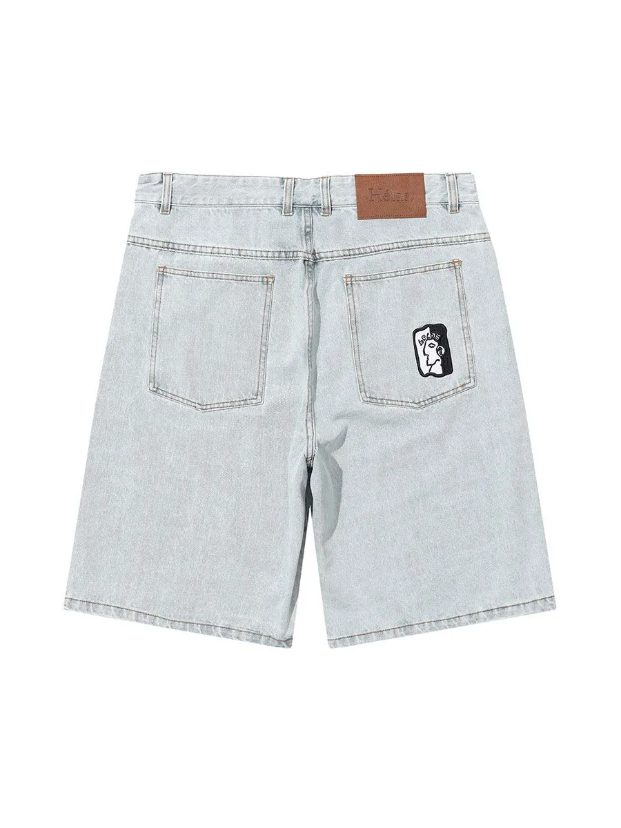 Hélas Dieu Grec Jeans Short - Light Blue