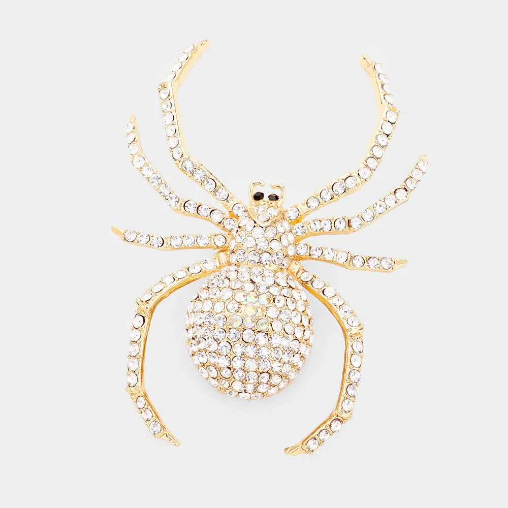 iLLASPARKZ Crystal Embellished Spider Brooch