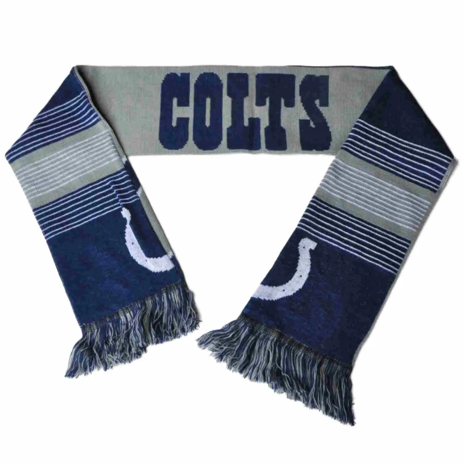 Indianapolis Colts FC Navy Gray Reversible Split Logo Acrylic Knit Winter Scarf