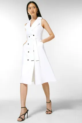 Italian Premium Stretch Linen Tie Waist Dress | Karen Millen