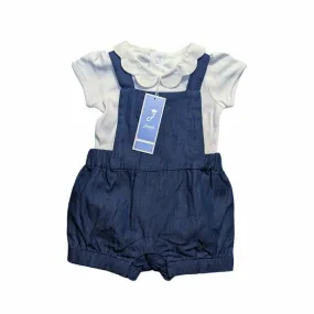 Jacadi Scalloped Onesie and Denim Overalls Set