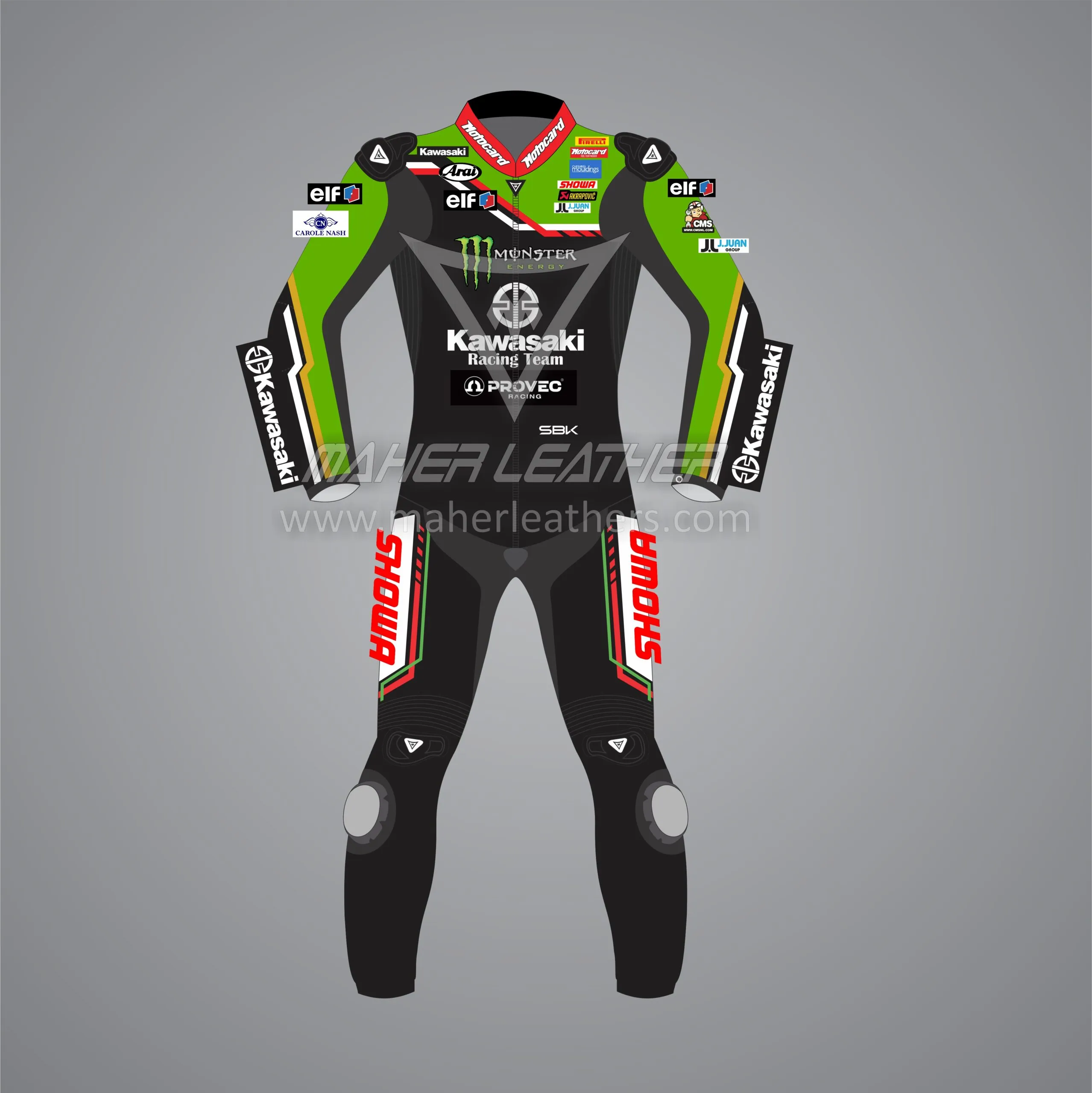 Jonathan Rea's Green SBK Kawasaki Racing Leather Suit 2023