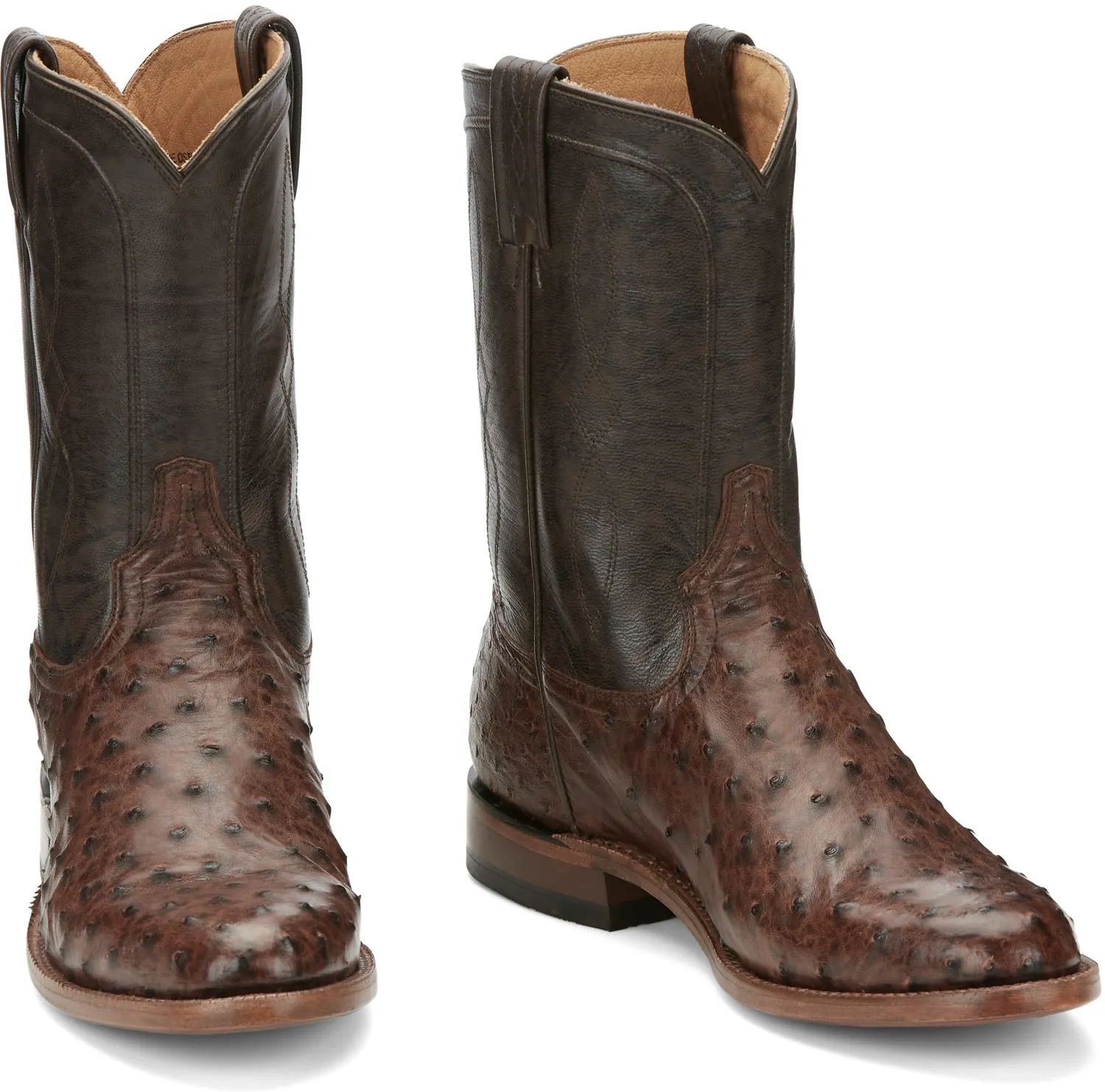 Justin 10in Goat Mens Chocolate Monterey Leather Cowboy Boots