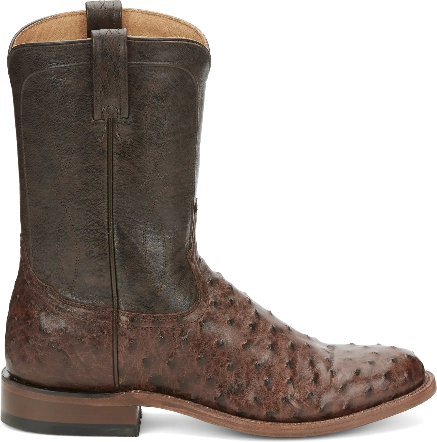 Justin 10in Goat Mens Chocolate Monterey Leather Cowboy Boots