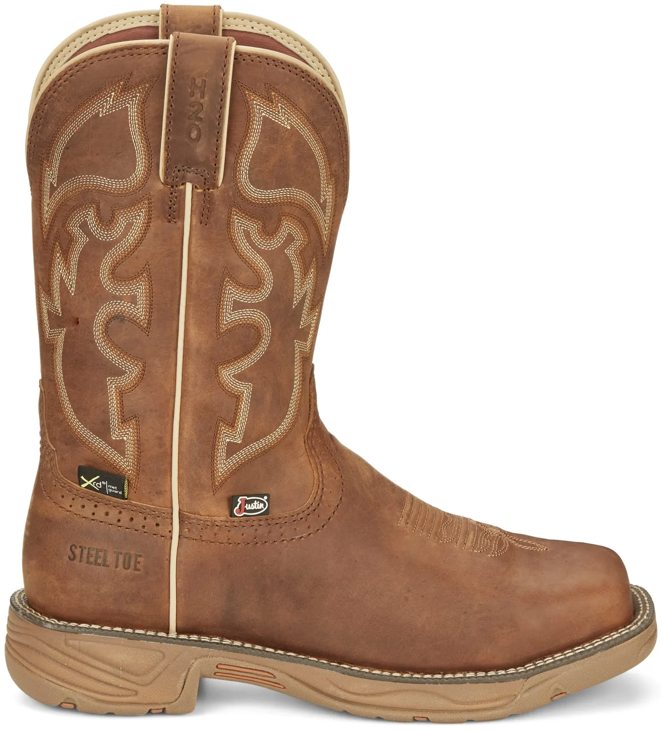 Justin 11in ST Mens Saddle Tan Rush Leather Work Boots