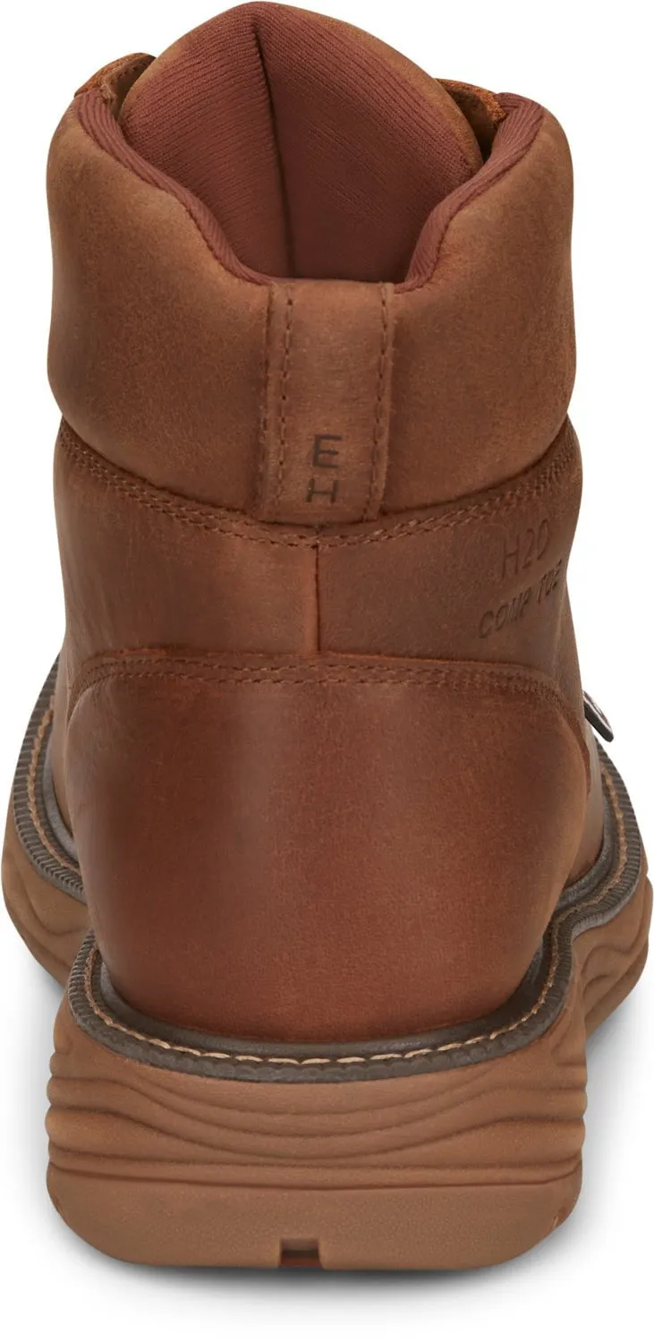 Justin 6in WP CT Mens Barley Brown Rush Leather Work Boots