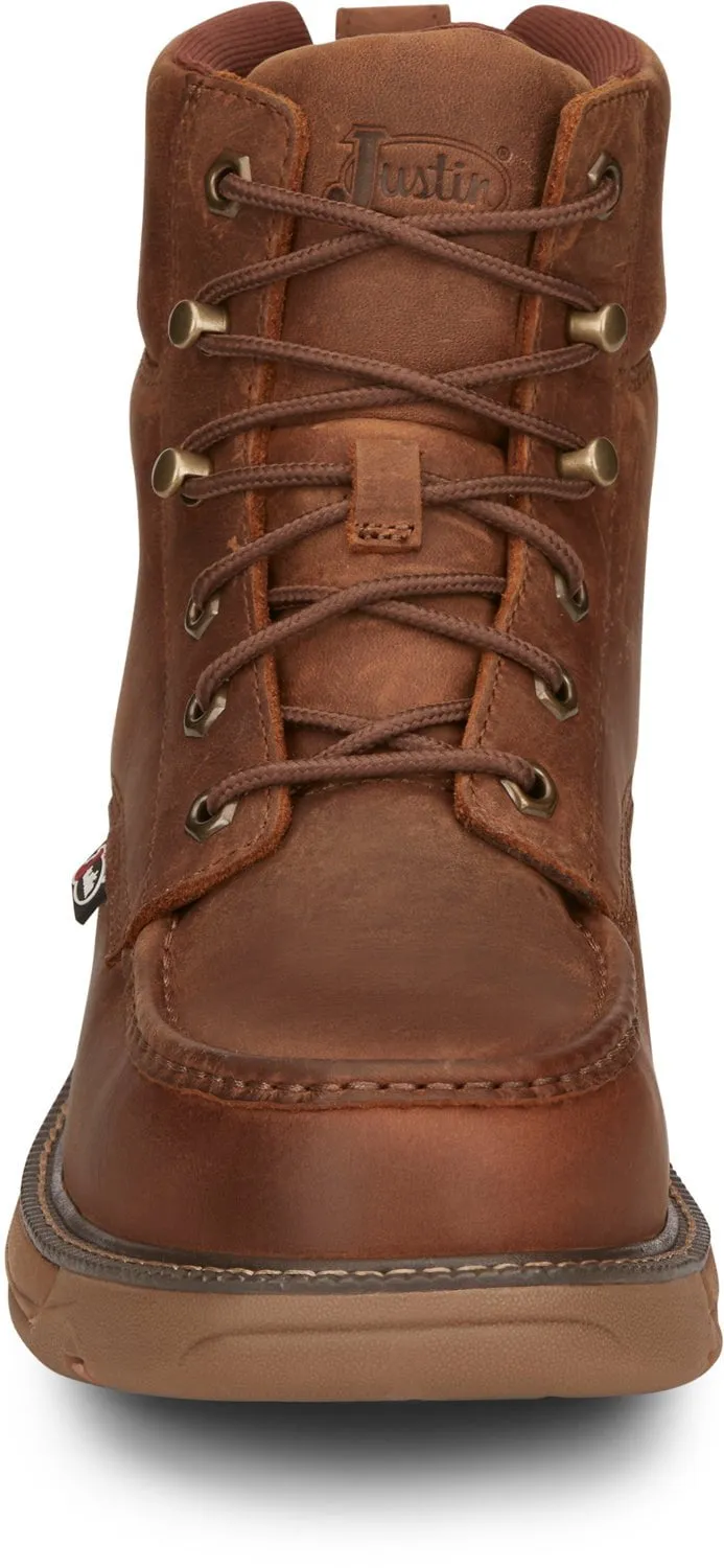 Justin 6in WP CT Mens Barley Brown Rush Leather Work Boots