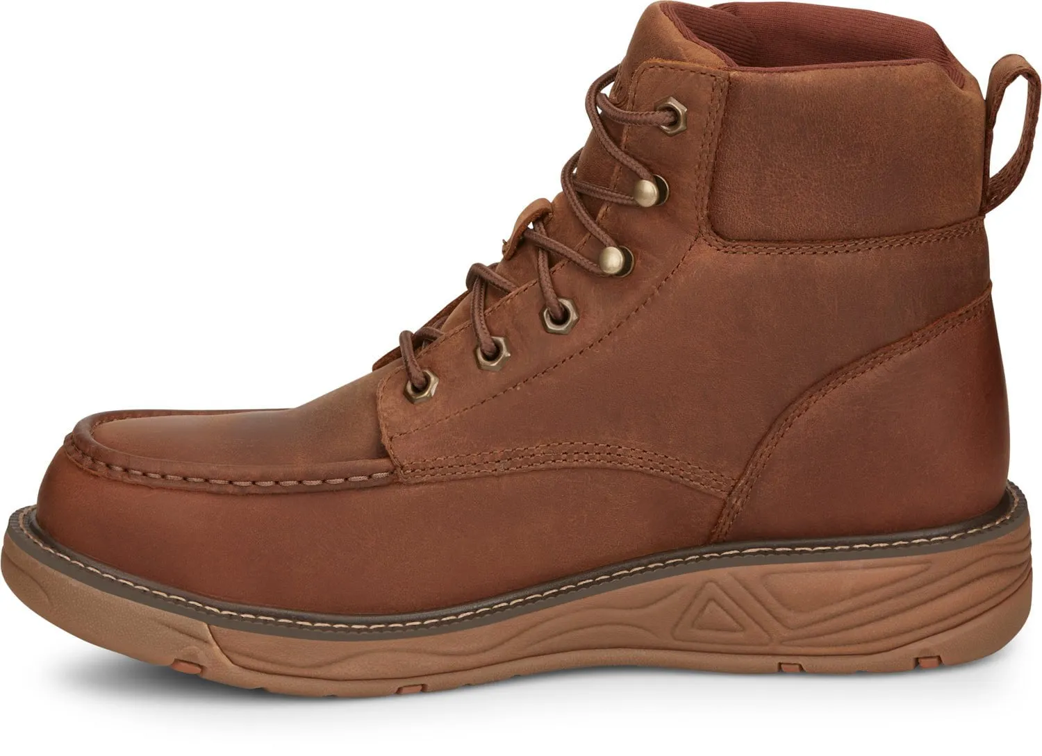 Justin 6in WP CT Mens Barley Brown Rush Leather Work Boots