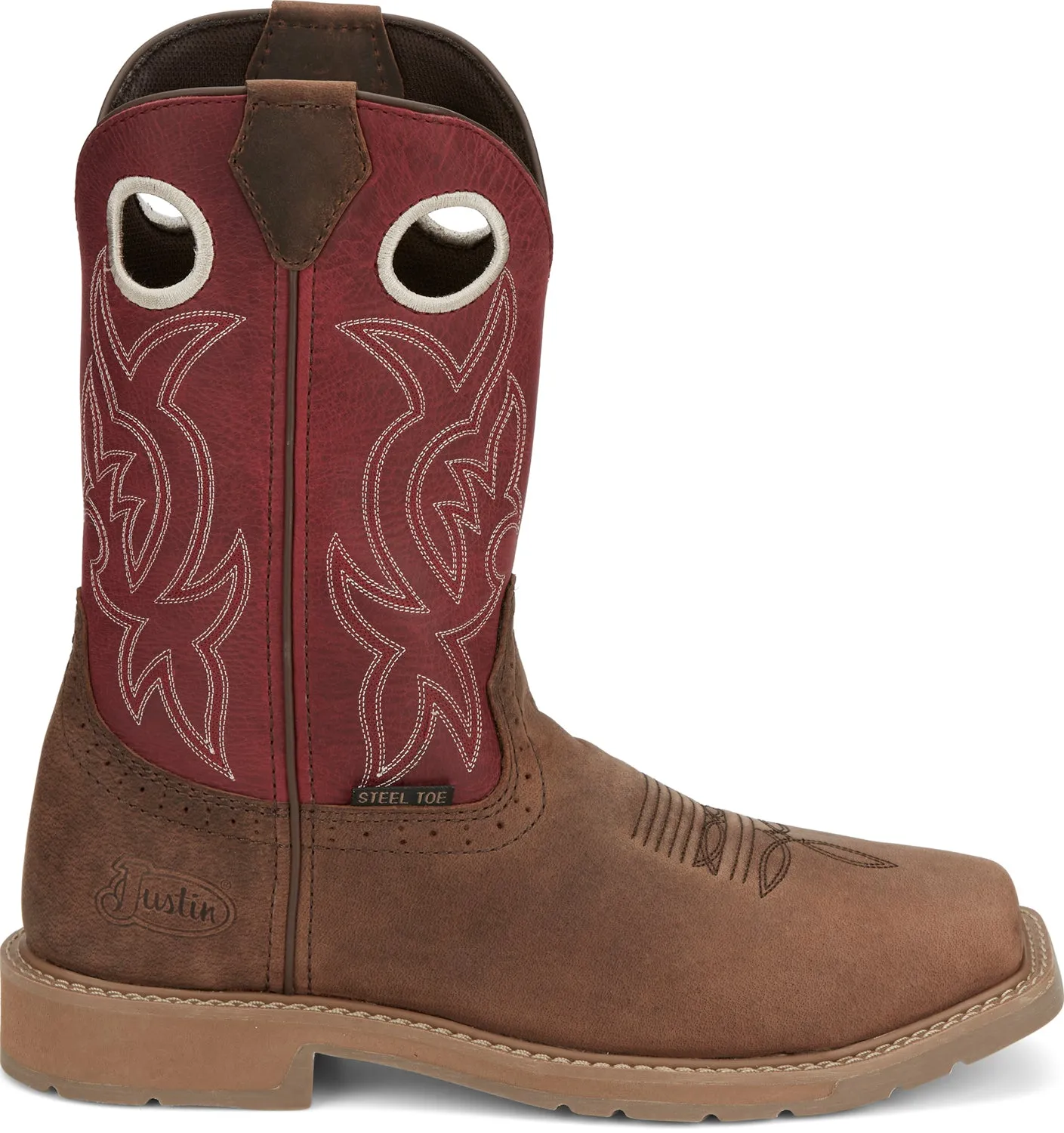 Justin Mens All Around Walnut Brown Cowhide Work Boots