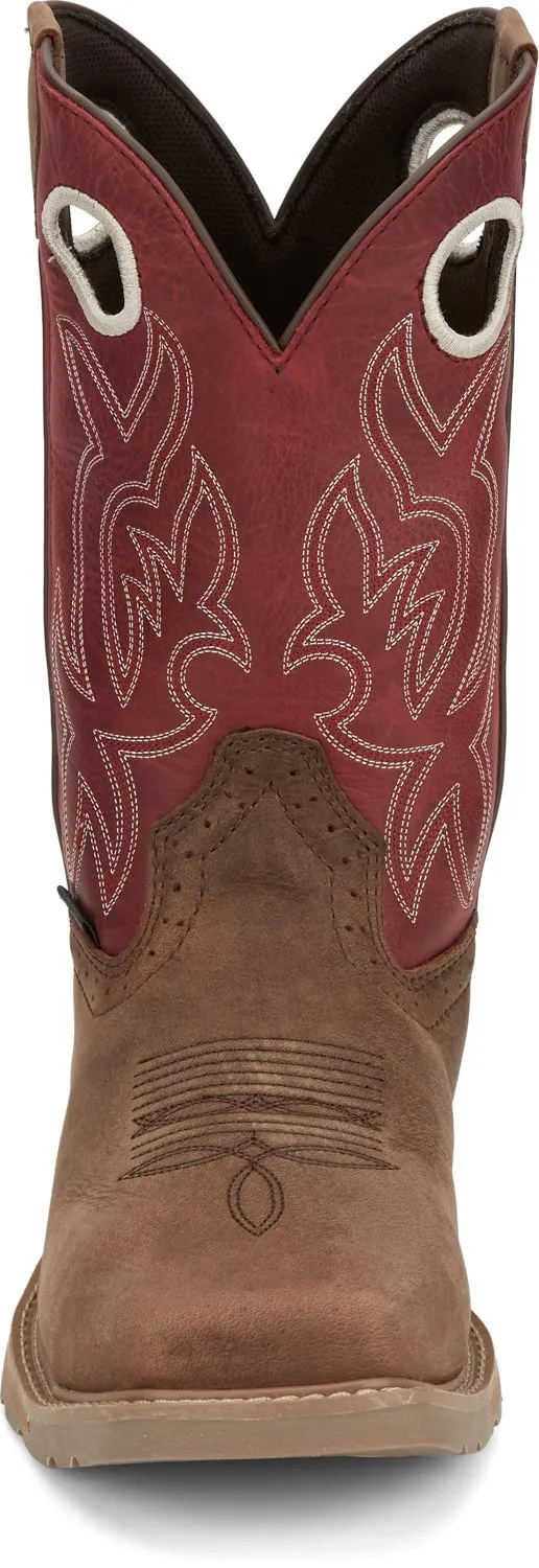 Justin Mens All Around Walnut Brown Cowhide Work Boots