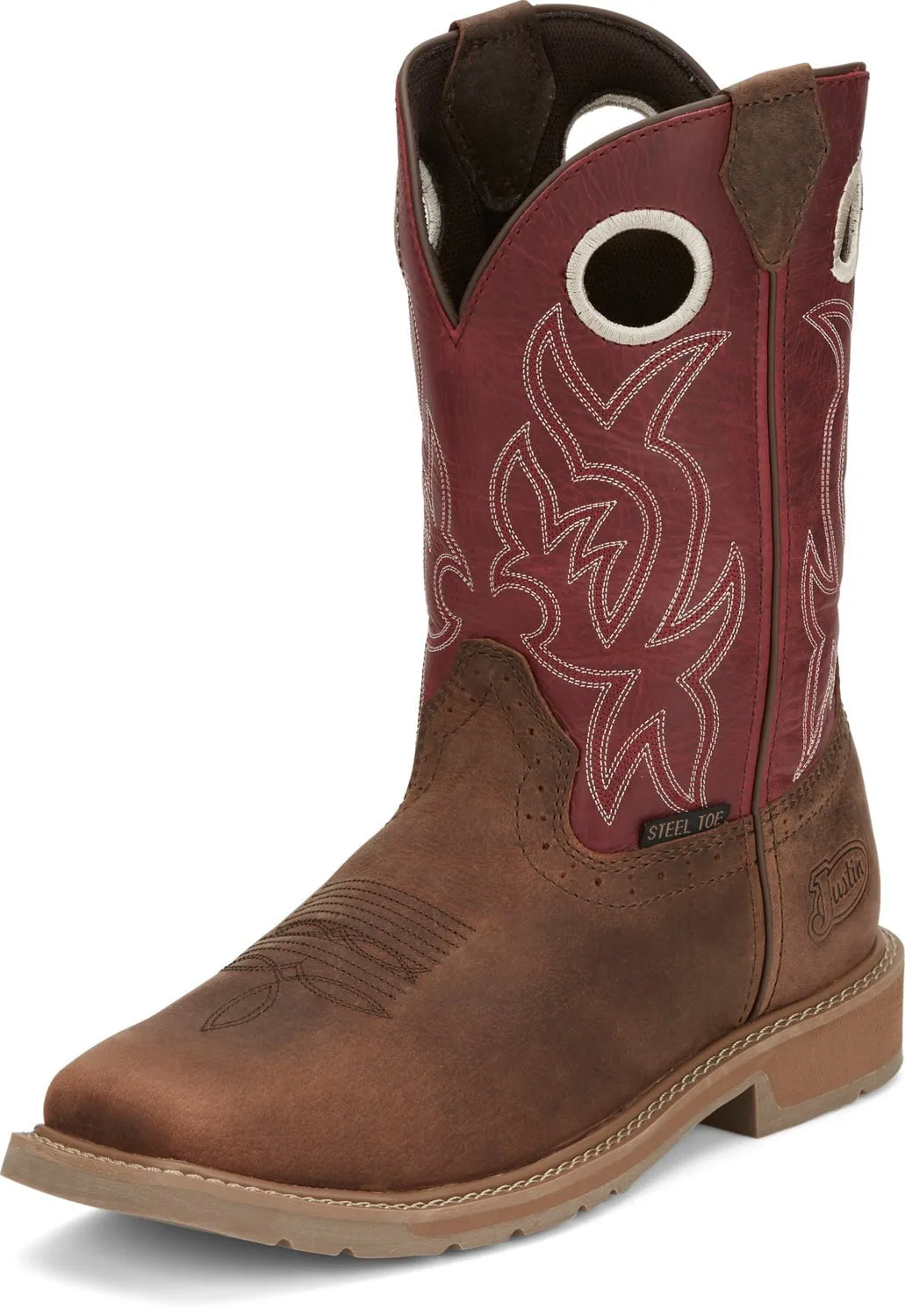 Justin Mens All Around Walnut Brown Cowhide Work Boots