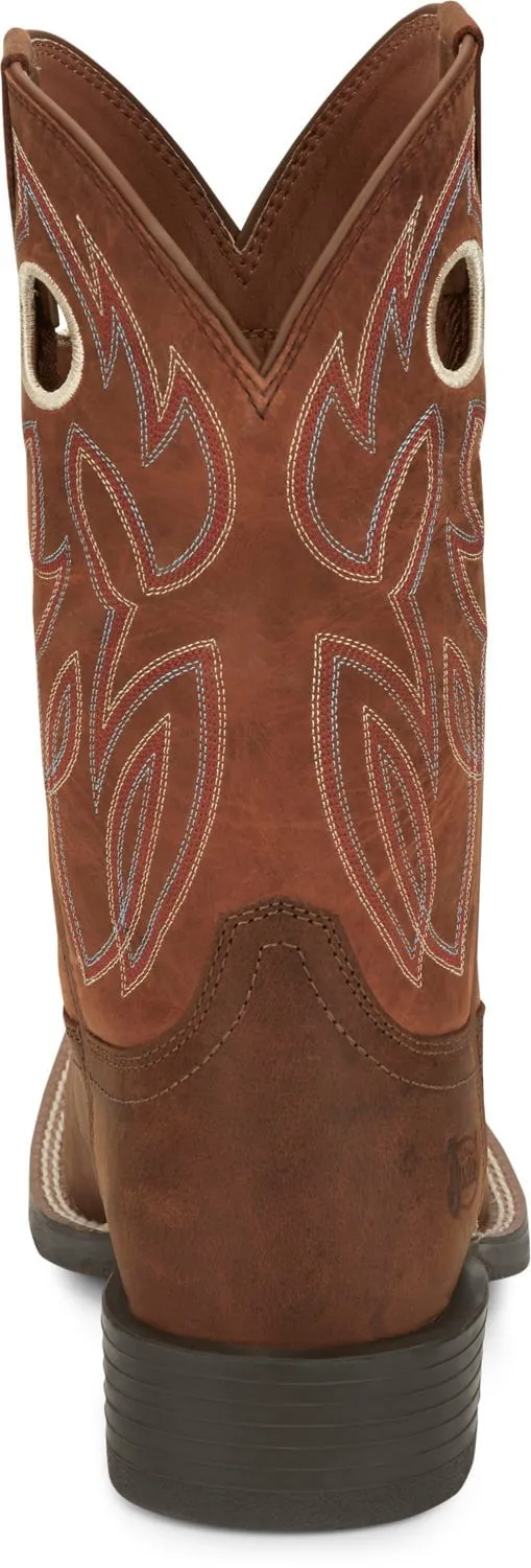 Justin Mens Bowline Pecan Brown Leather Cowboy Boots