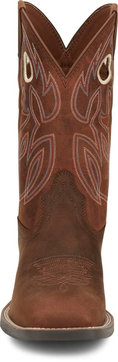 Justin Mens Bowline Pecan Brown Leather Cowboy Boots