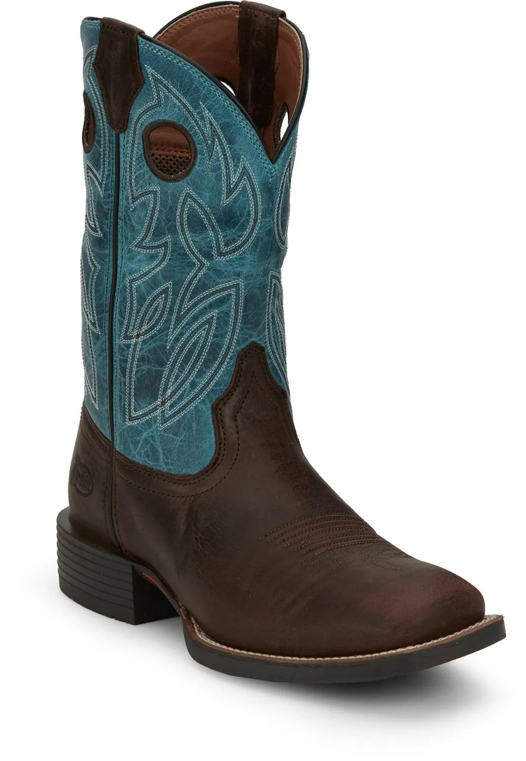 Justin Mens Bowline Sapphire Blue Water Buffalo Cowboy Boots