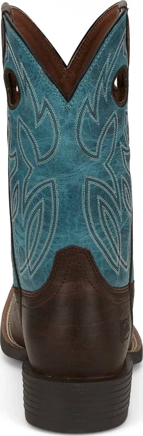 Justin Mens Bowline Sapphire Blue Water Buffalo Cowboy Boots