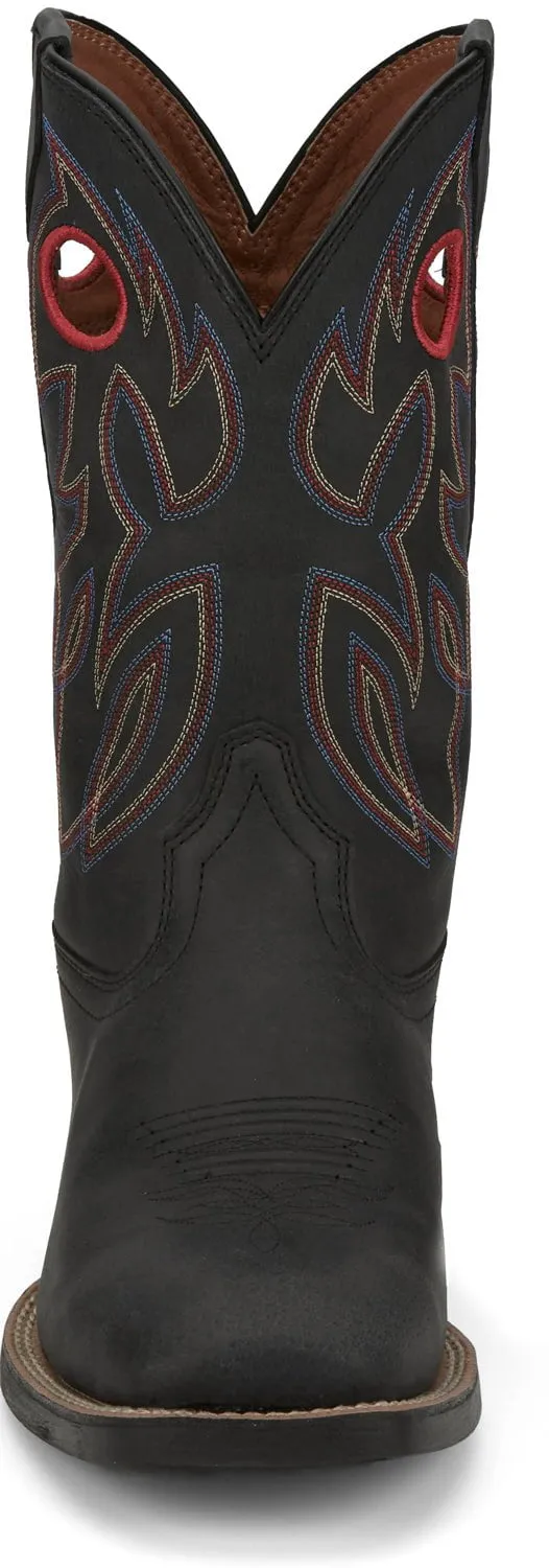 Justin Mens Bowline Shadow Black Water Buffalo Cowboy Boots