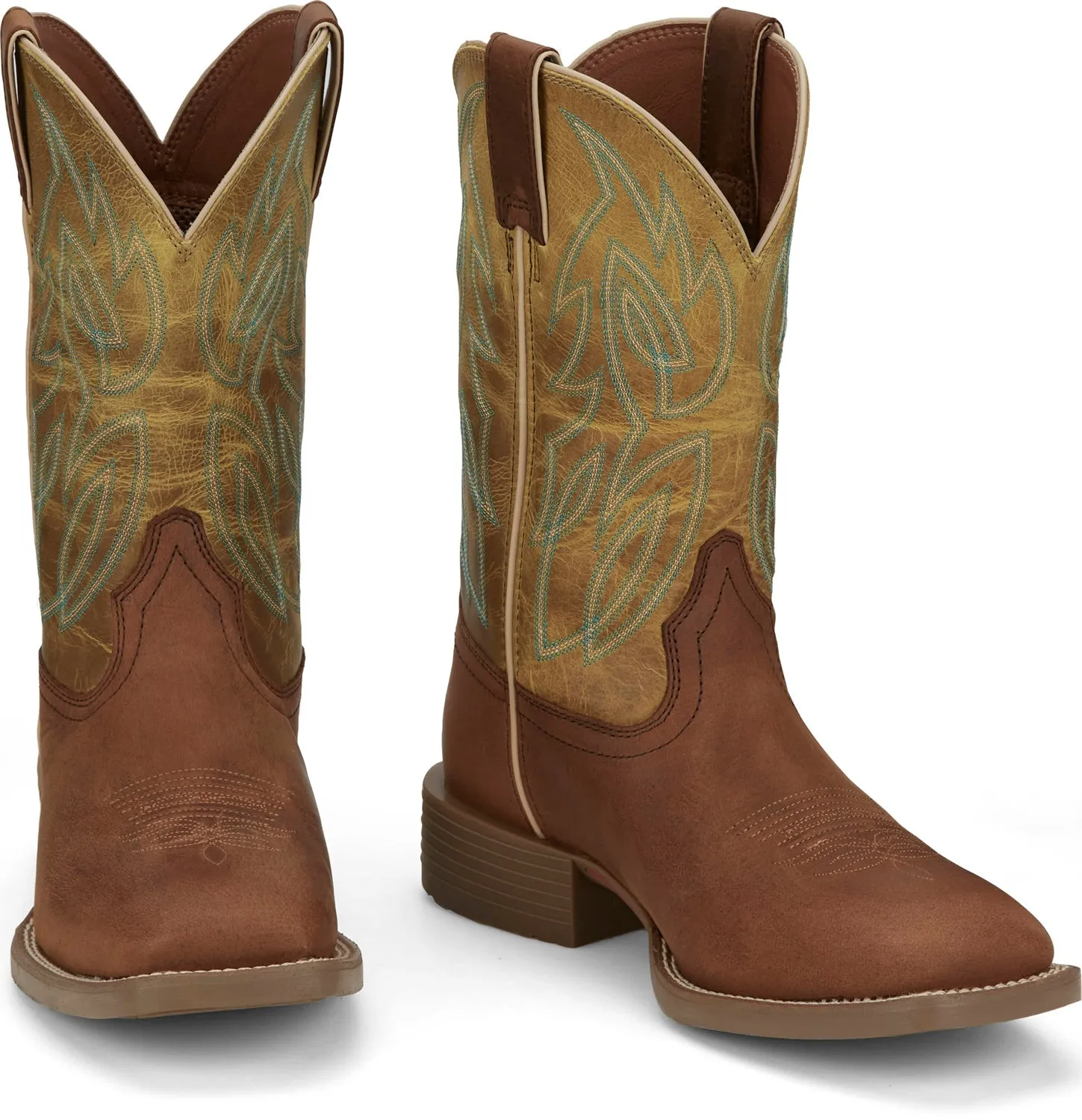 Justin Mens Canter Apple Green Water Buffalo Cowboy Boots