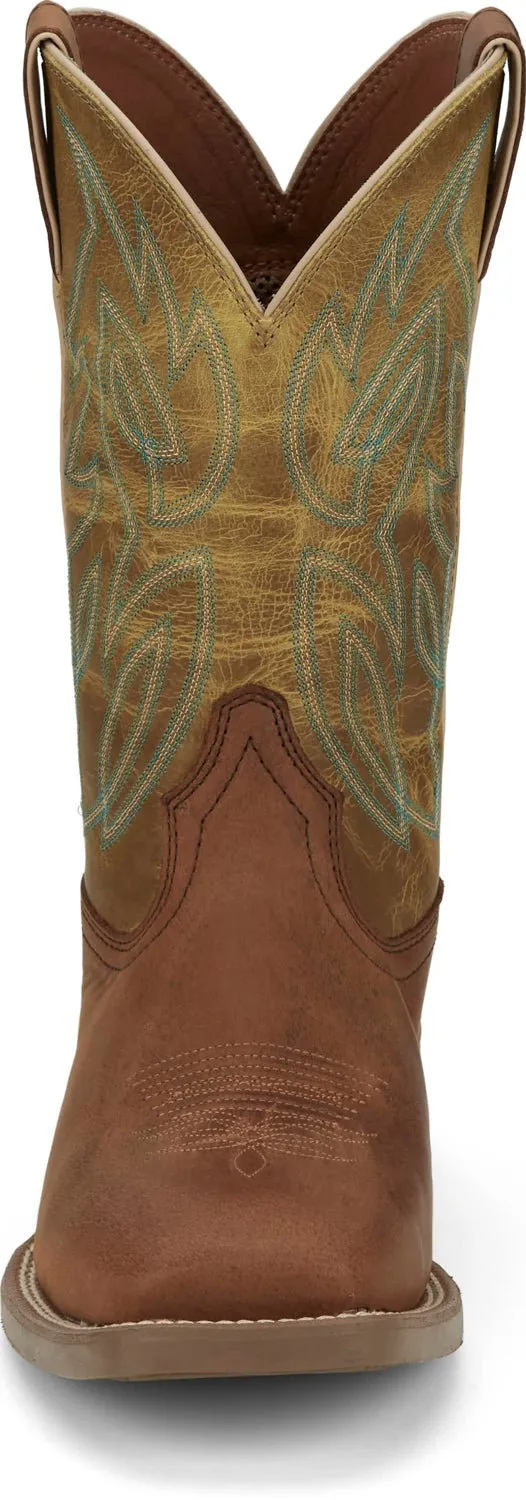 Justin Mens Canter Apple Green Water Buffalo Cowboy Boots