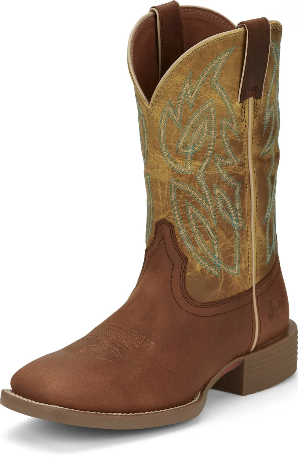 Justin Mens Canter Apple Green Water Buffalo Cowboy Boots