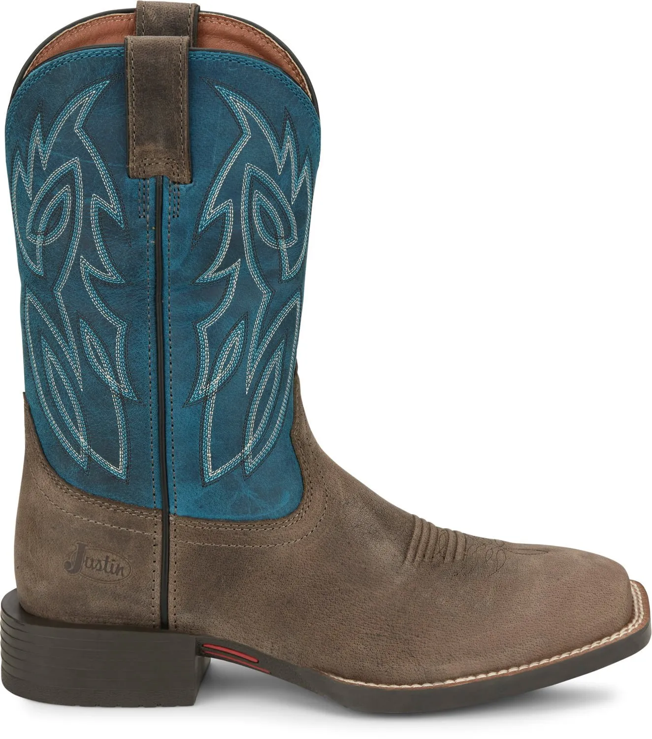 Justin Mens Canter Shadow Grey Water Buffalo Cowboy Boots