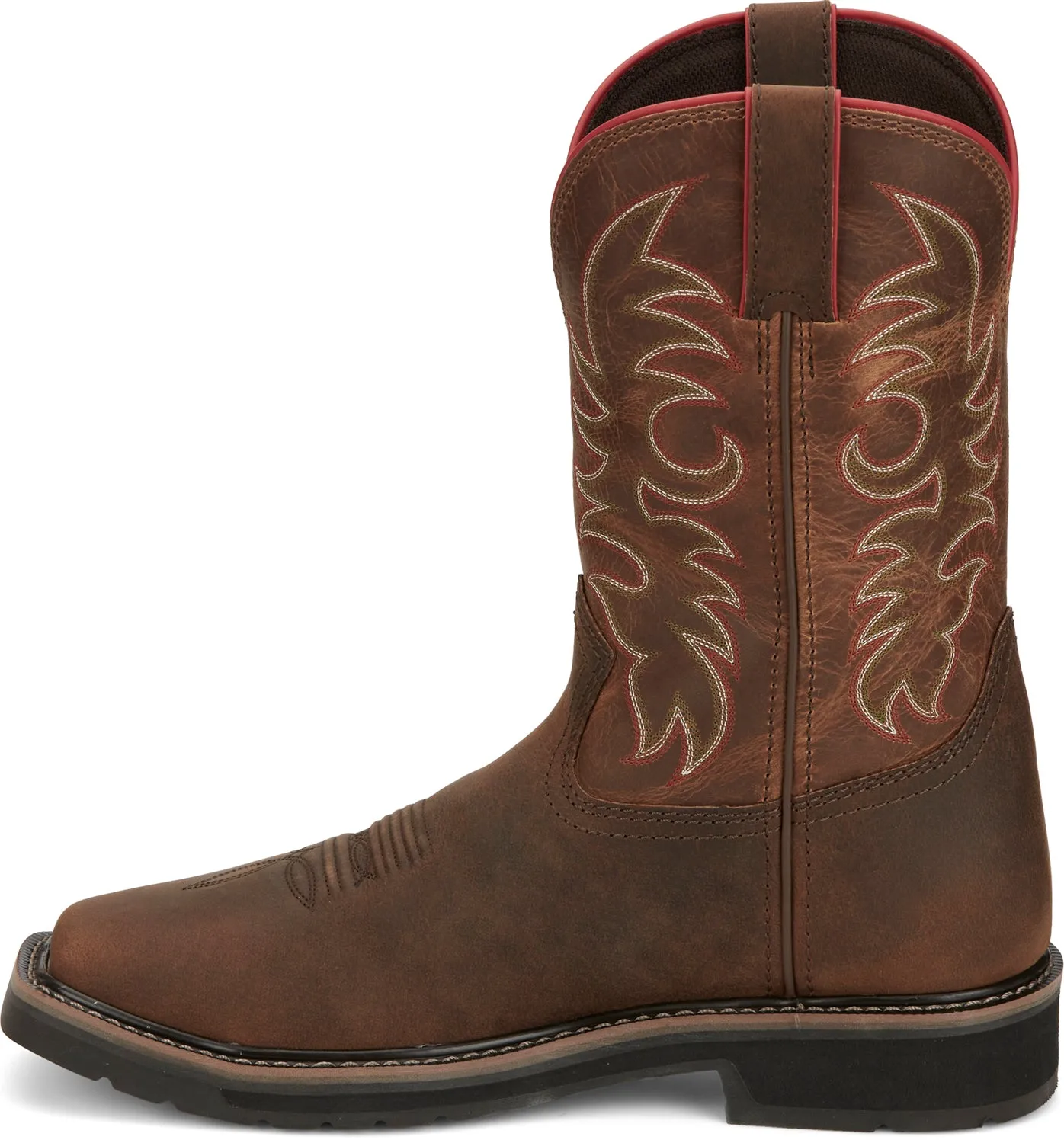 Justin Mens Driller Pecan Brown Water Buffalo Work Boots