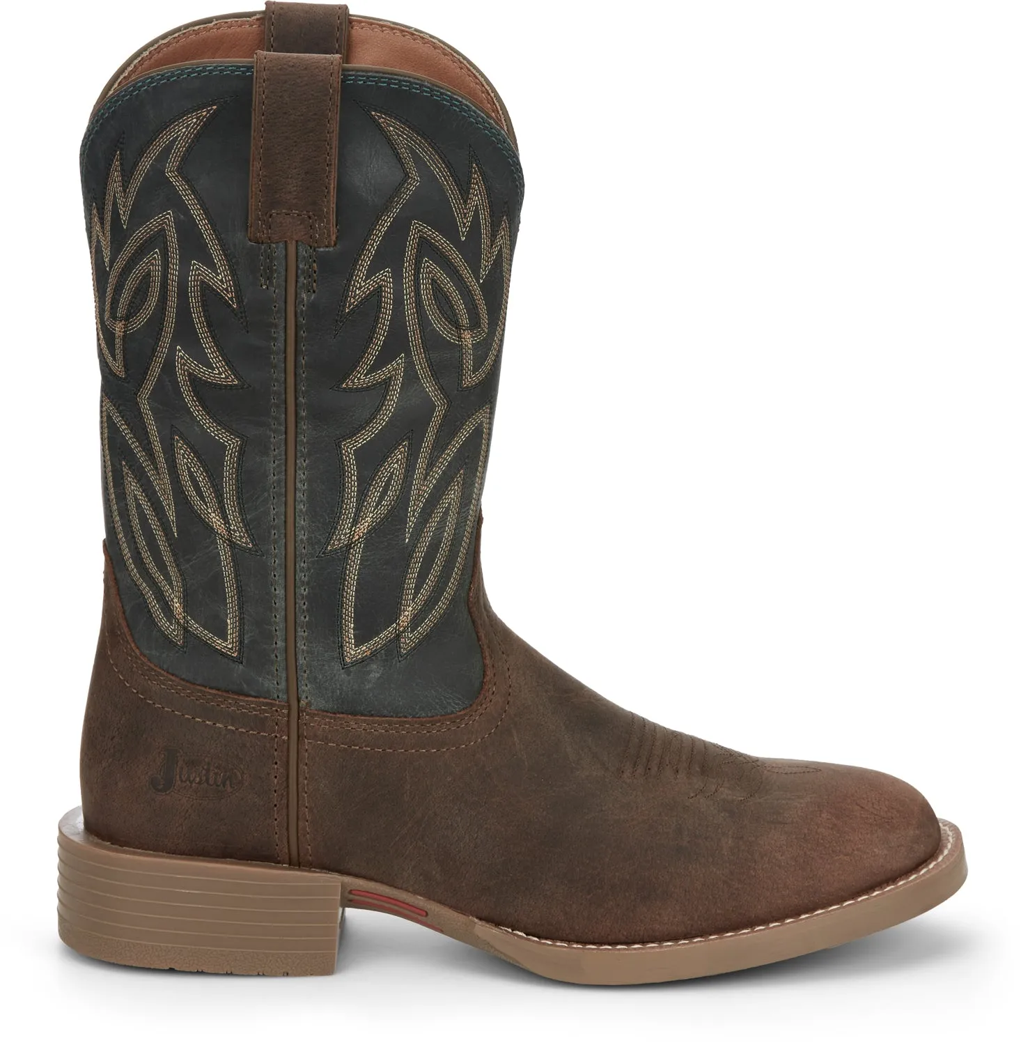 Justin Mens Rendon Barnwood Brown Cowhide Cowboy Boots