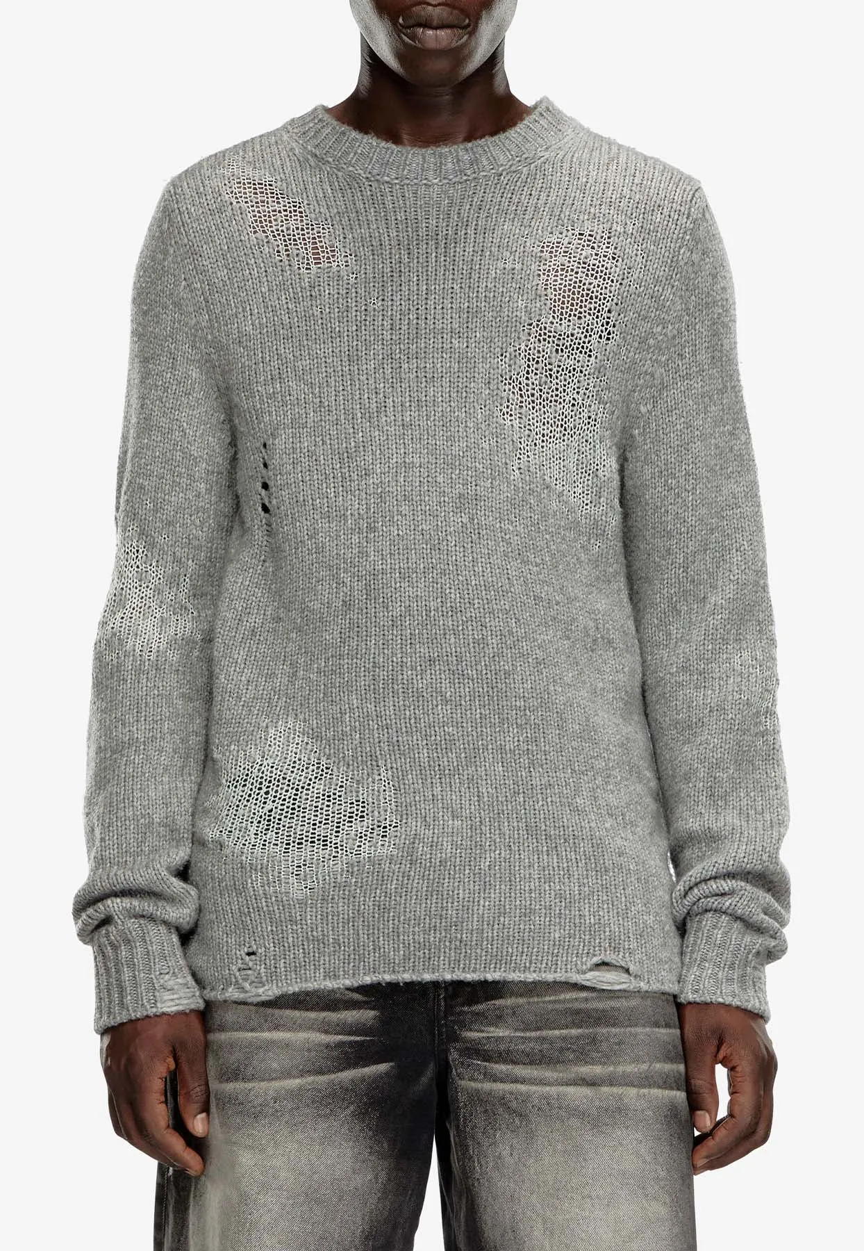 K-Norman Distressed Wool-Blend Sweater