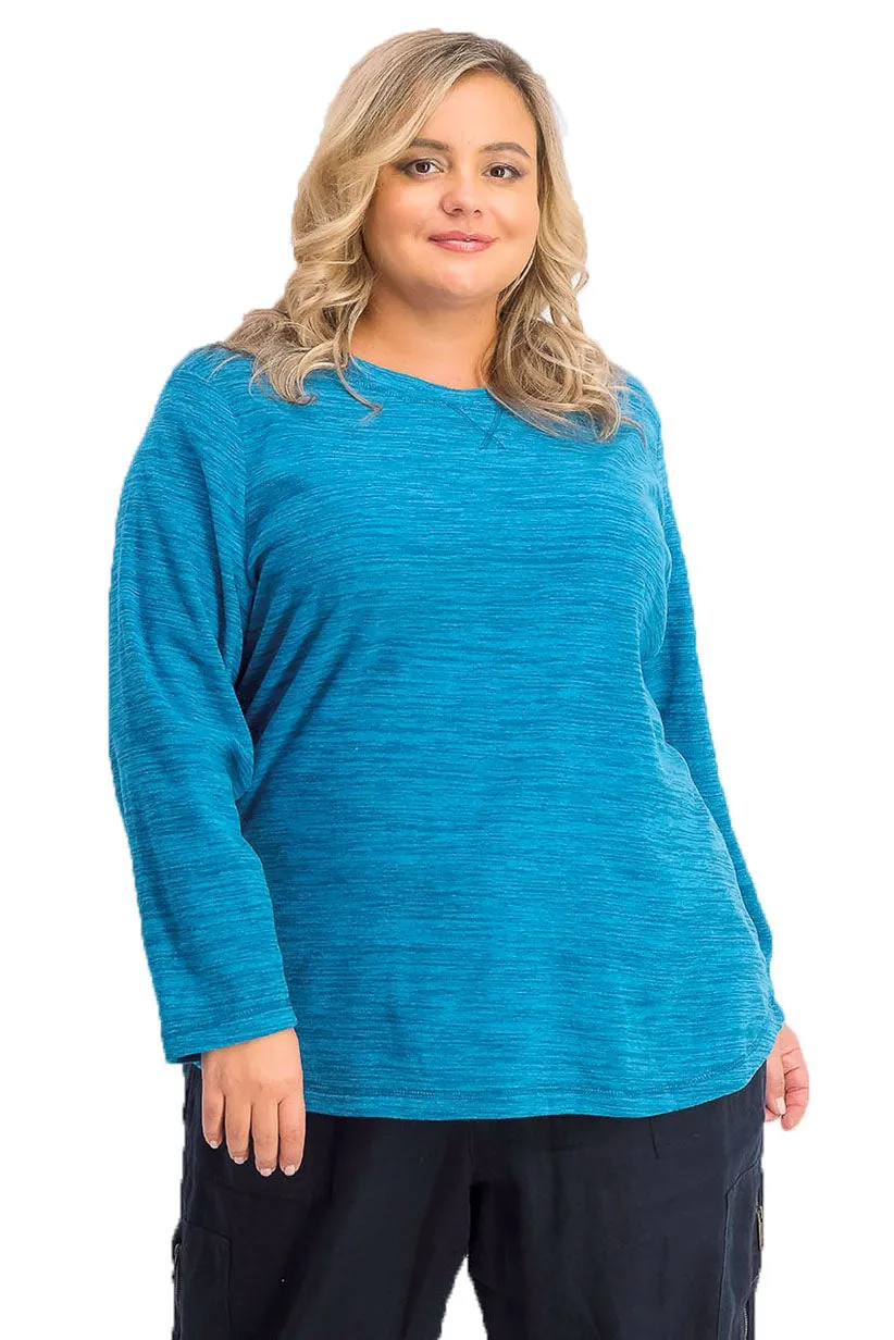 Karen Scott Women's Plus Sport Space-Dye Microfleece Top True Teal Size 3 Extra Large